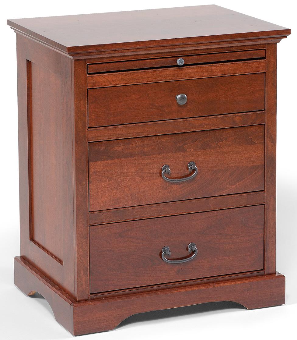 3 drawer nightstand with pullout shelf