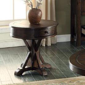 Round End Table With Drawer By E C I Furniture Wolf And