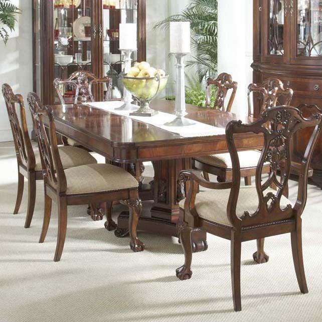 7 Piece Dining Room Set with Elegant Double Pedestal Table and Ball ... 7 Piece Dining Room Set with Elegant Double Pedestal Table and Ball ...