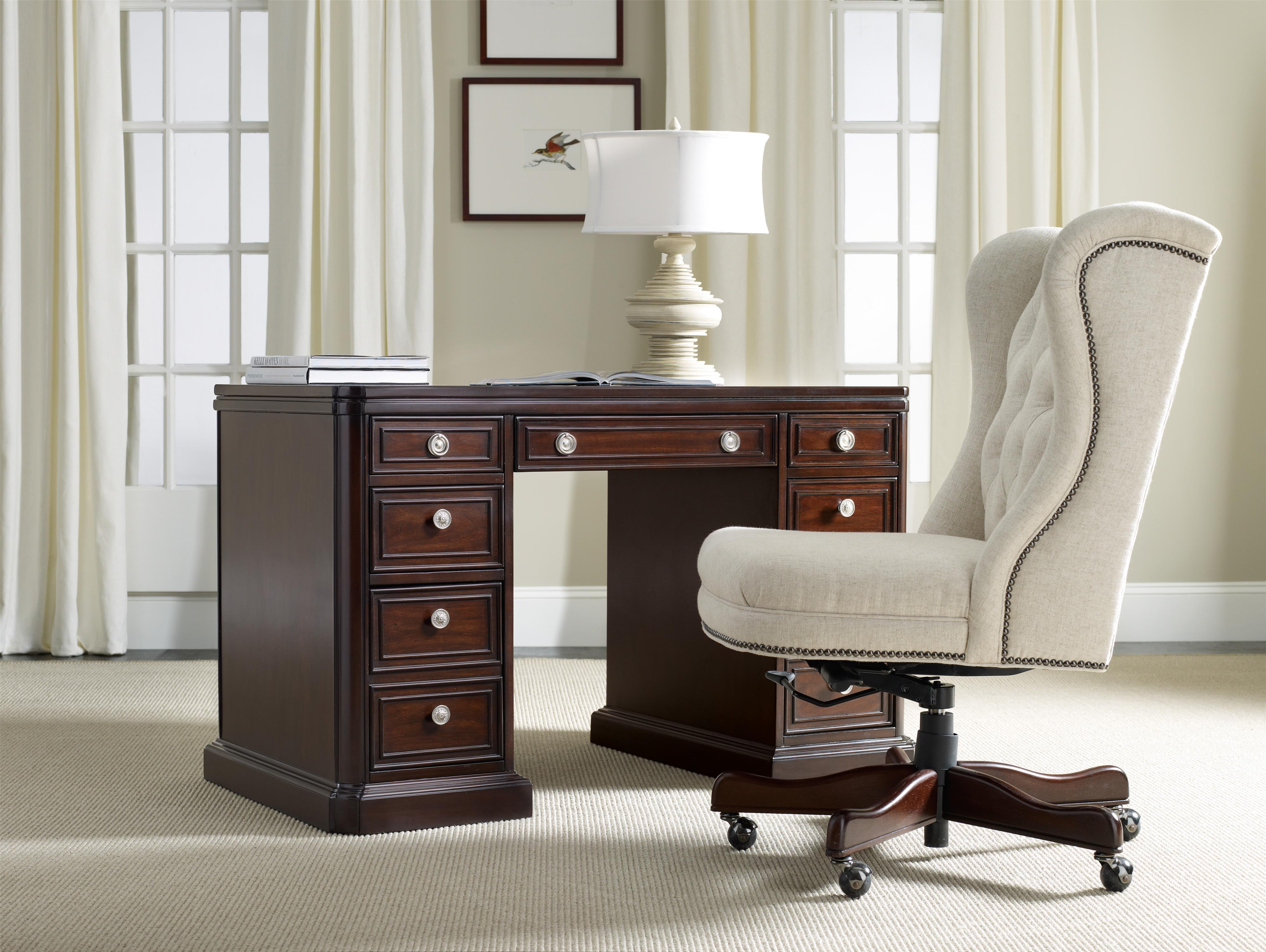 double pedestal kneehole desk with locking file drawershooker double pedestal kneehole desk with locking file drawershooker