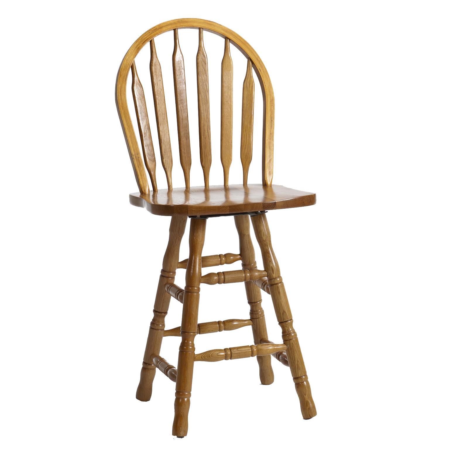 24" Turned Leg Curved Arrow Back Swivel Bar Stool by Intercon