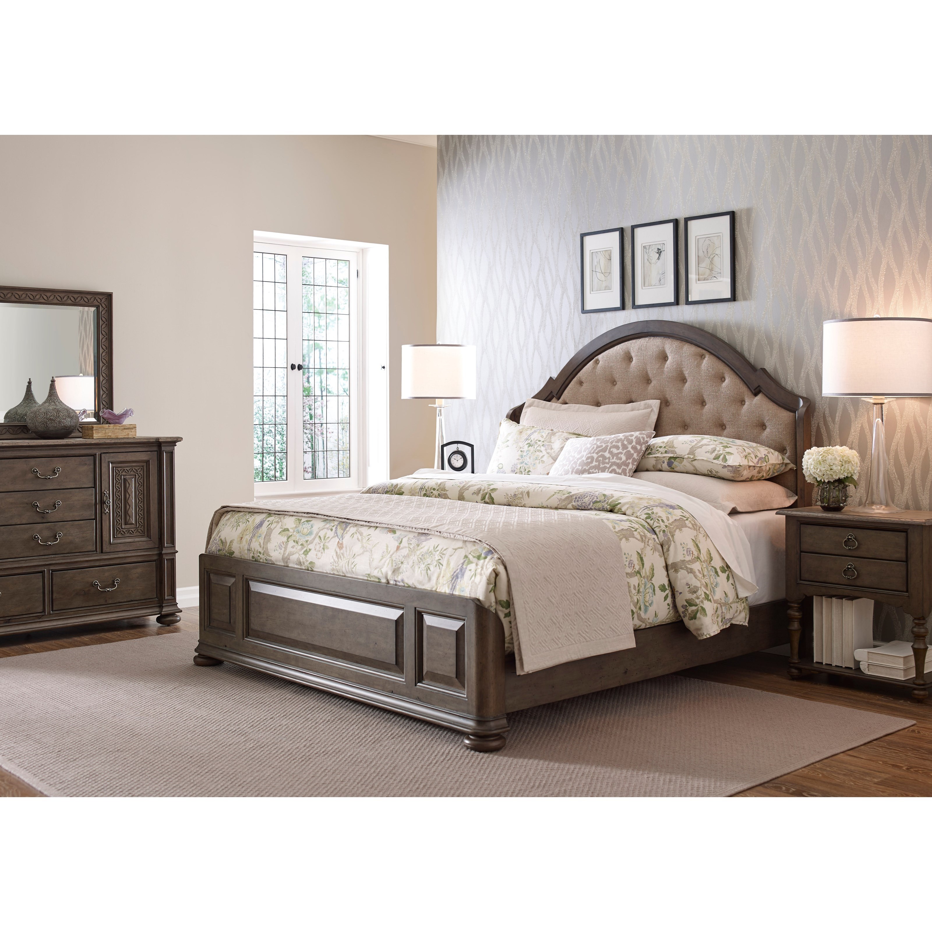 Radford Queen Upholstered Shelter Bed with Button Tufted Headboard