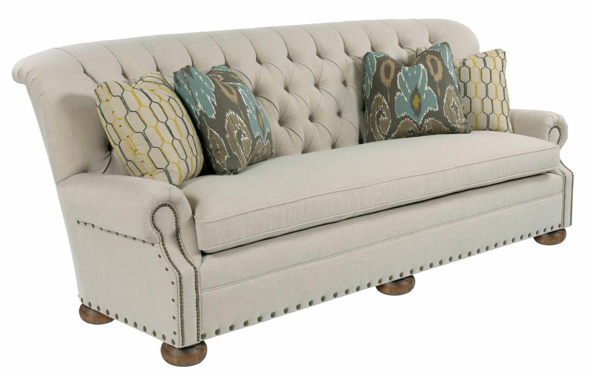 Traditional 96 Inch Button-Tufted Sofa With Rolled Back And Nailheads Traditional 96 Inch Button-Tufted Sofa With Rolled Back And Nailheads