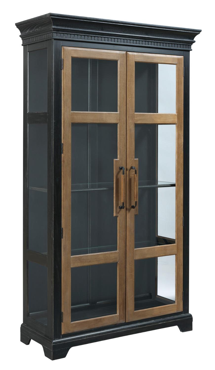 transitional china cabinet with two tone finish and touch lighting