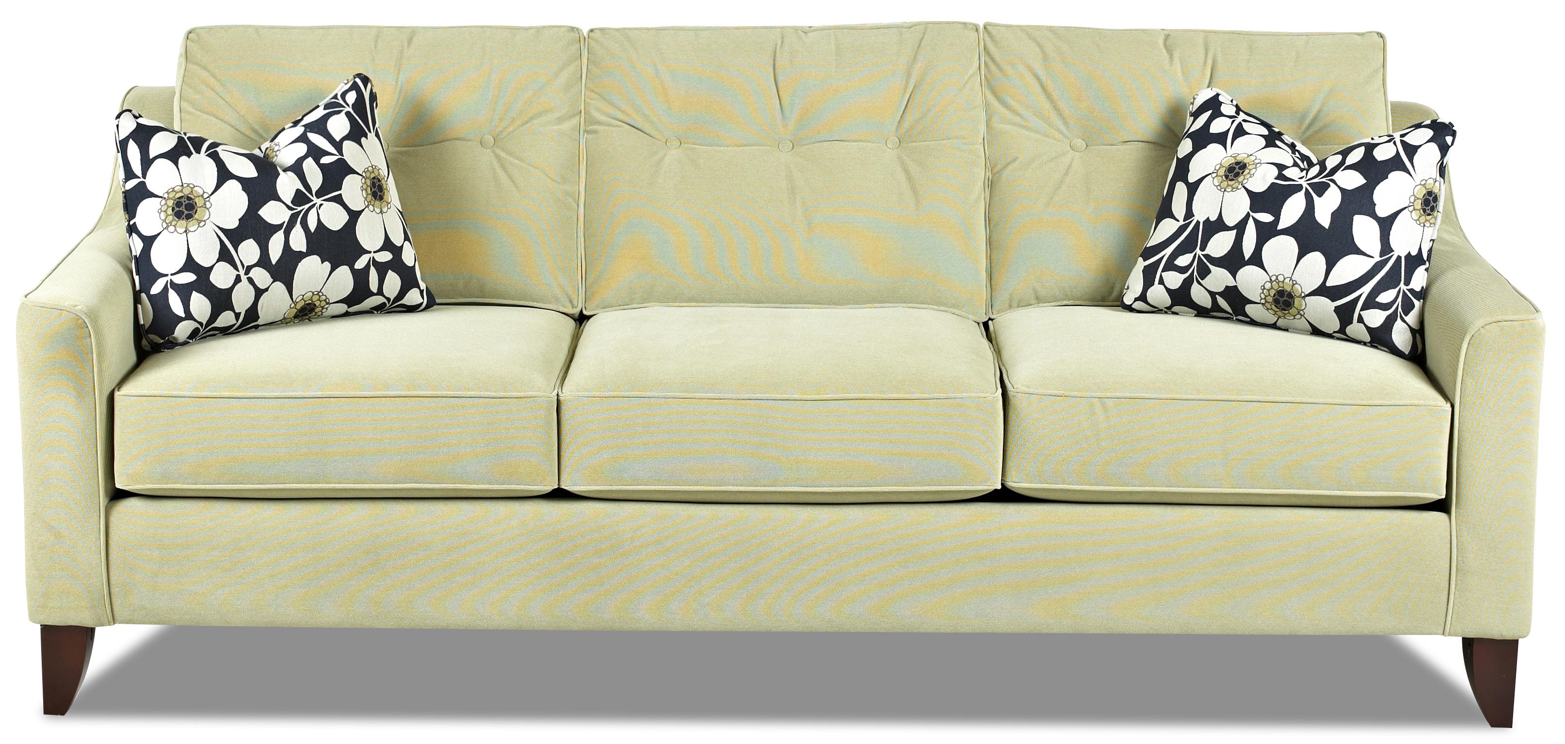 mid-century modern style sofa with tufted cushionsklaussner mid-century modern style sofa with tufted cushionsklaussner