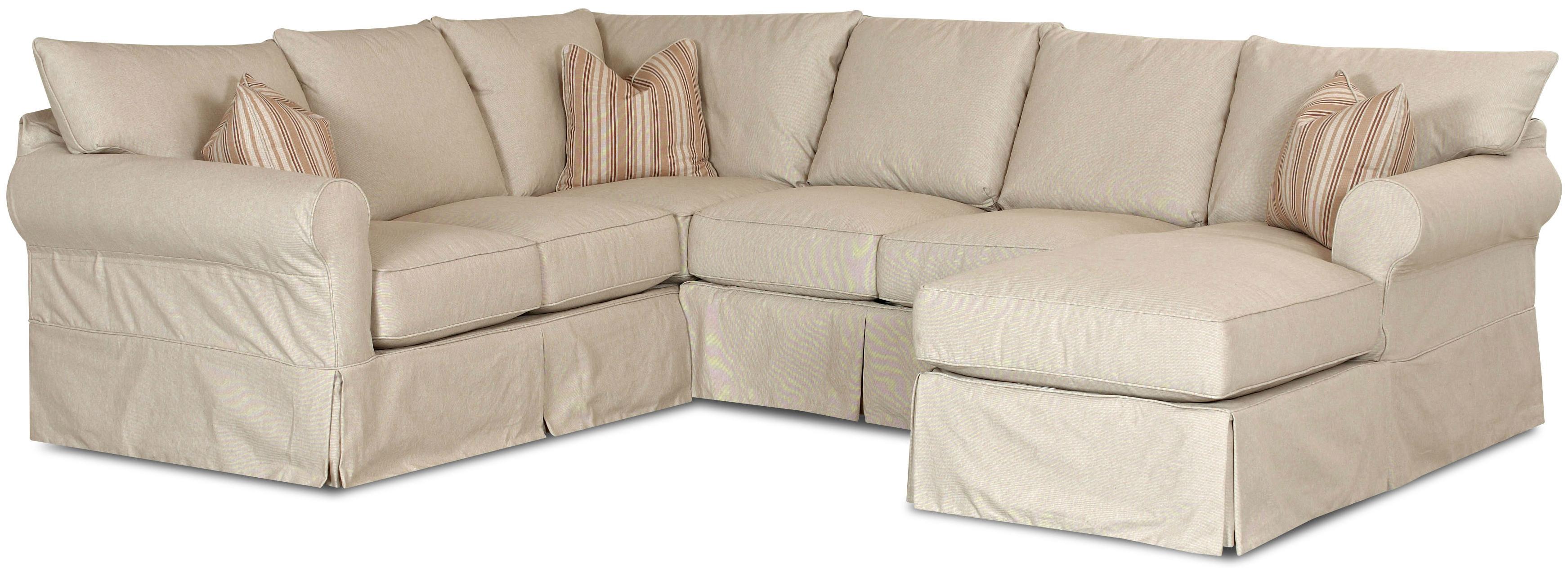 Slip Cover Sectional Sofa with Right Chaise by Klaussner