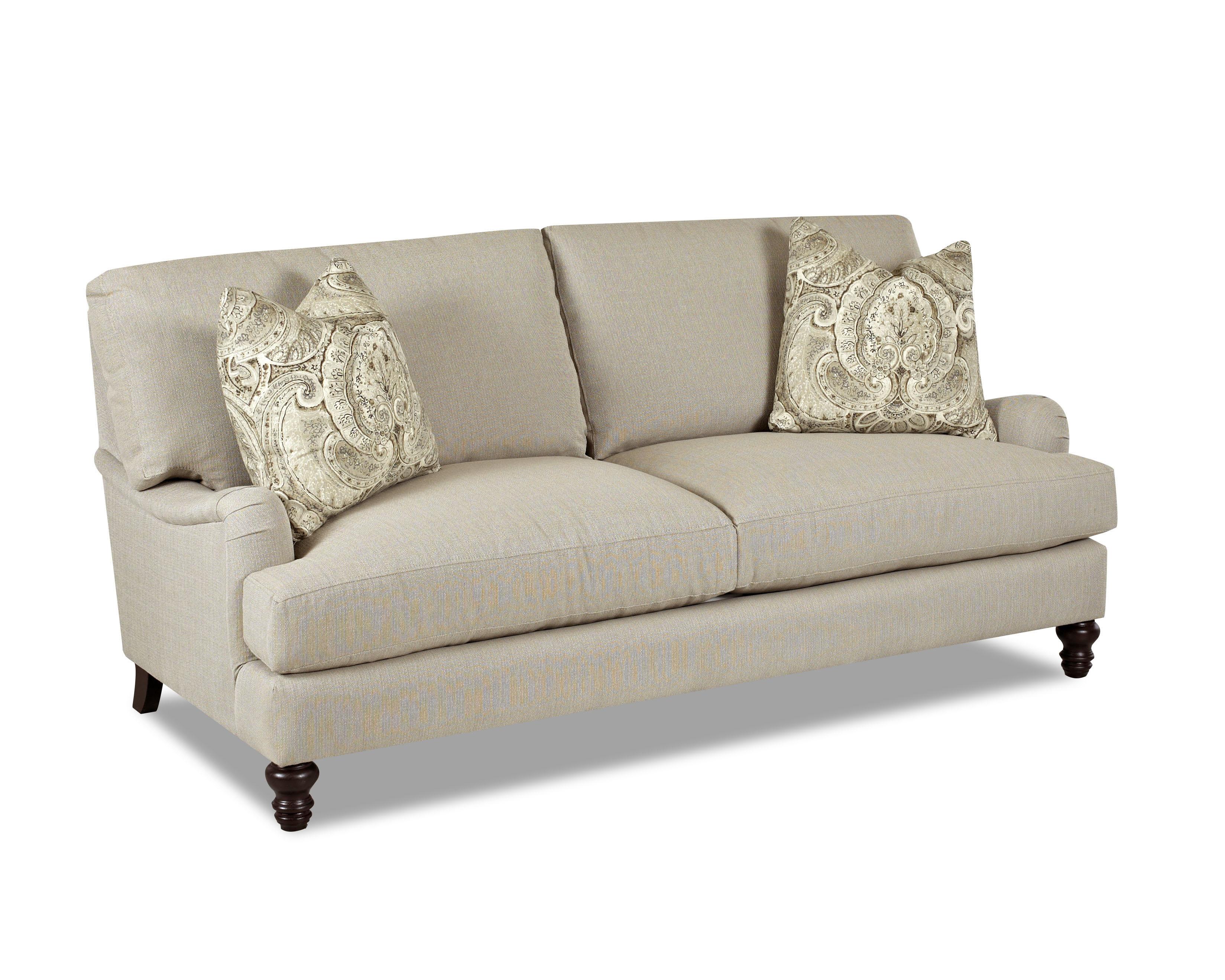 Traditional Stationary Sofa with TCushions and Charles of London Arms