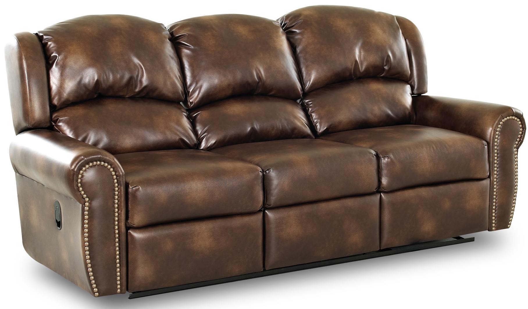 Traditional Reclining Sofa with Rolled Arms and Winged Pub Back by