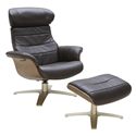 Leather Lean-Back Swivel Chair and Ottoman