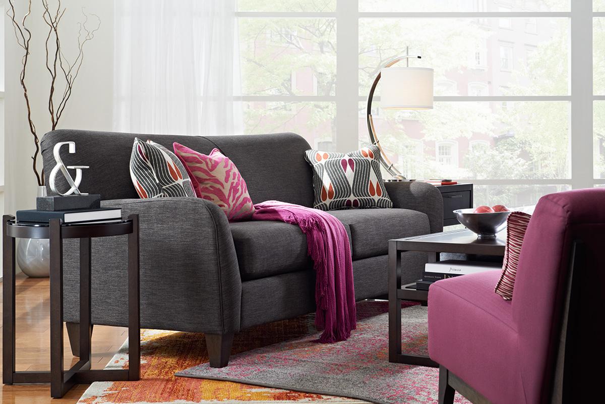 Premier Contemporary Sofa with Tapered Wood Legs by La-Z ...