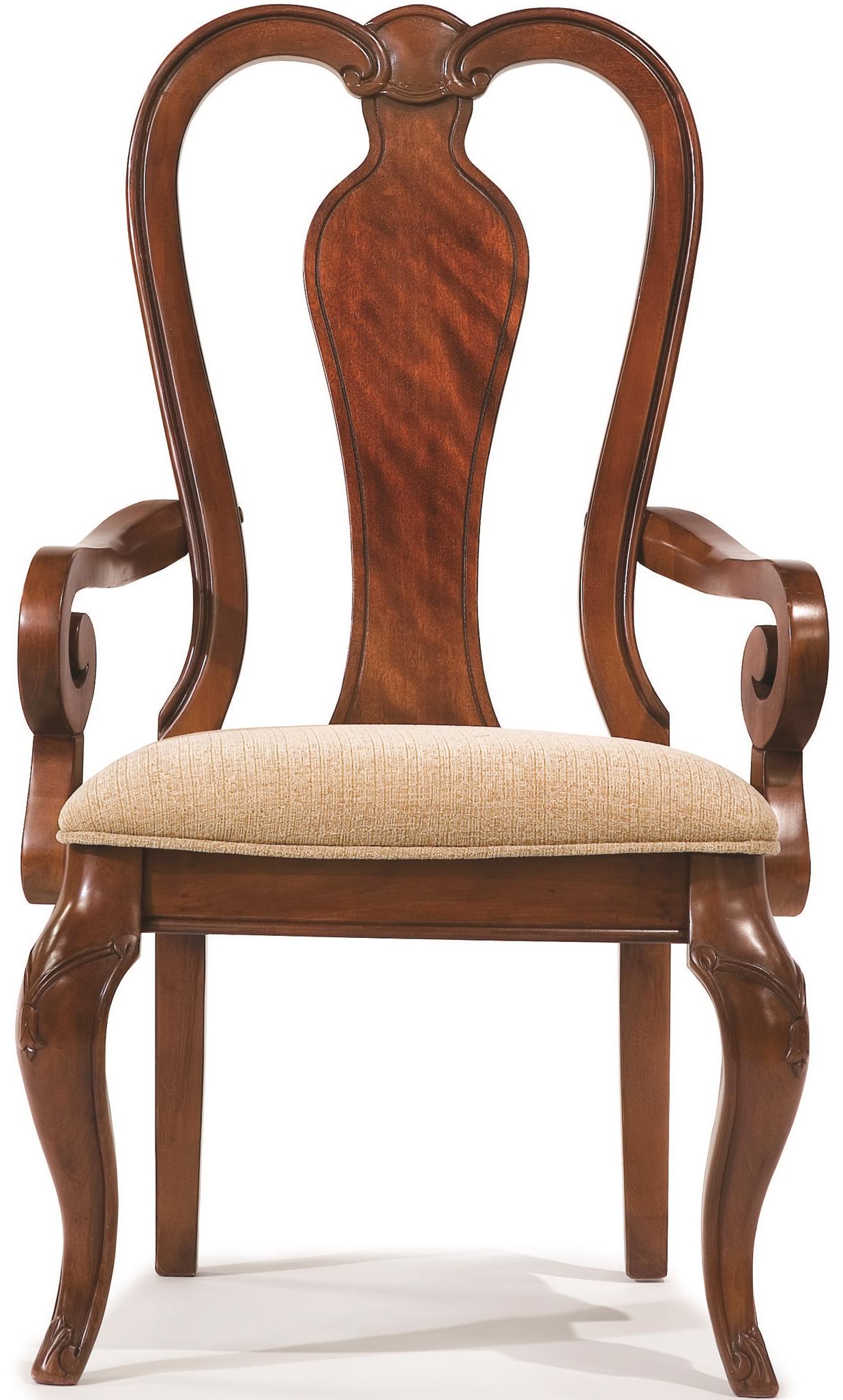 queen anne arm chair with upholstered seat by legacy classic wolf