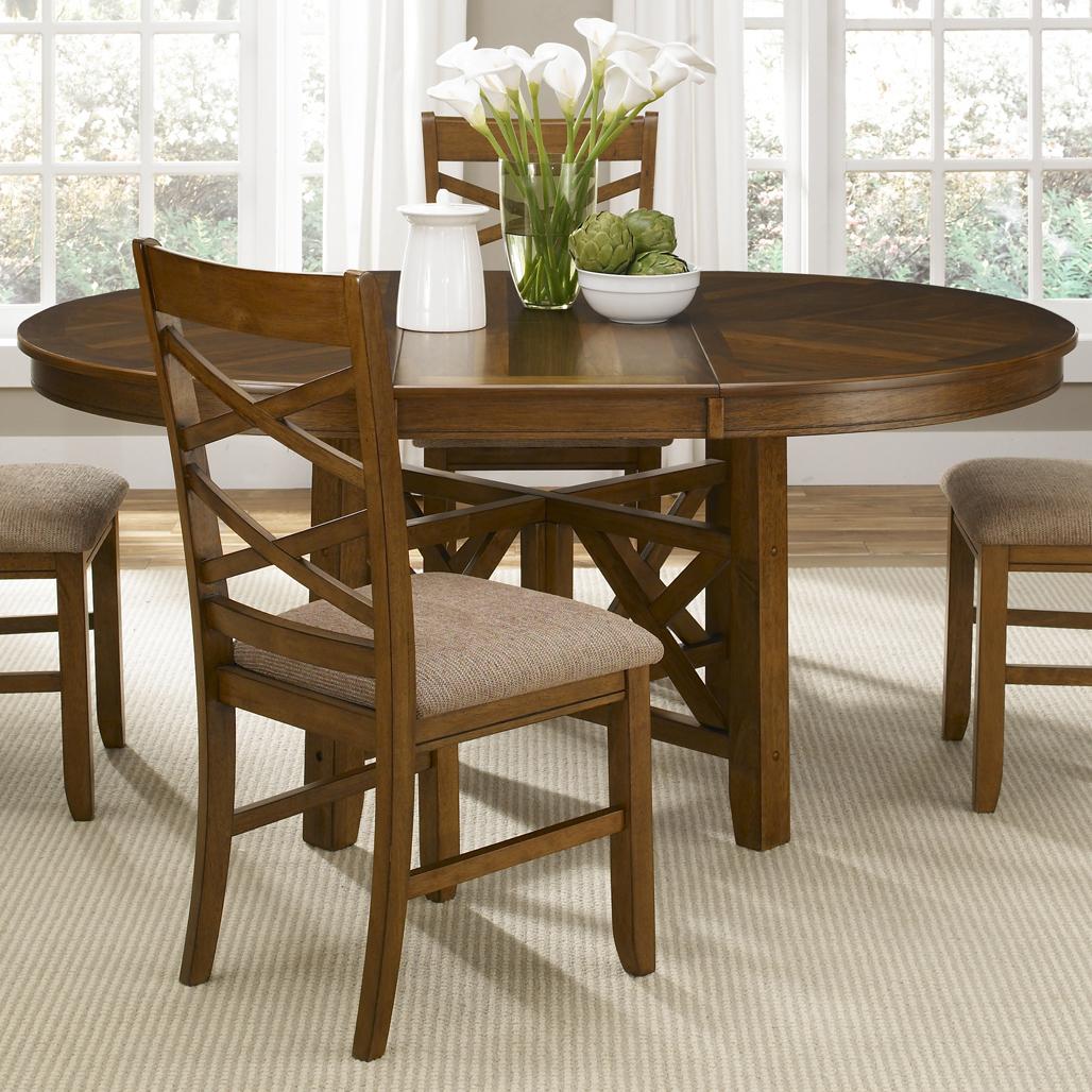 Round To Oval Single Pedestal Dining Table With 18 Inch Butterfly
