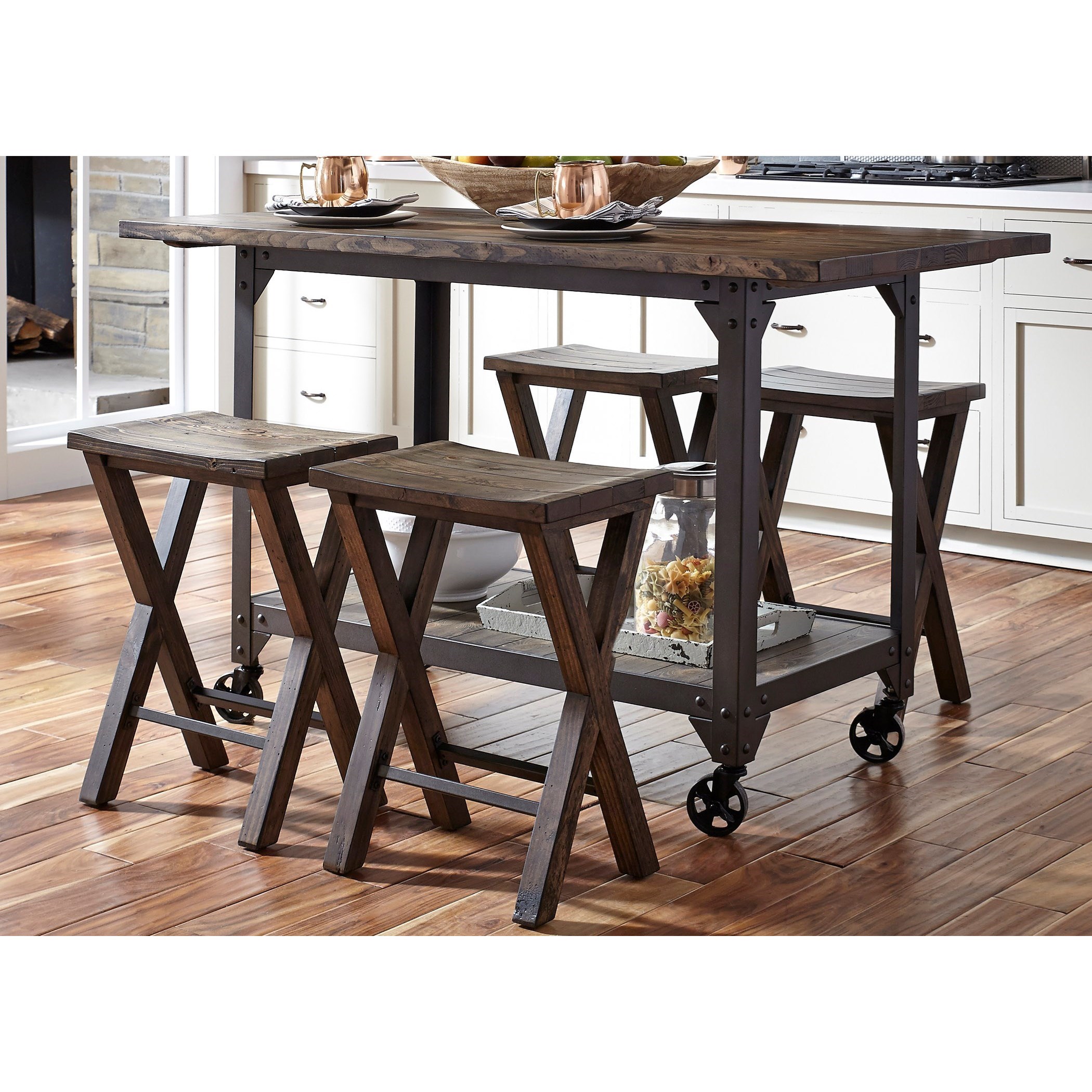 industrial kitchen island and counter height stool set by industrial kitchen island and counter height stool set by