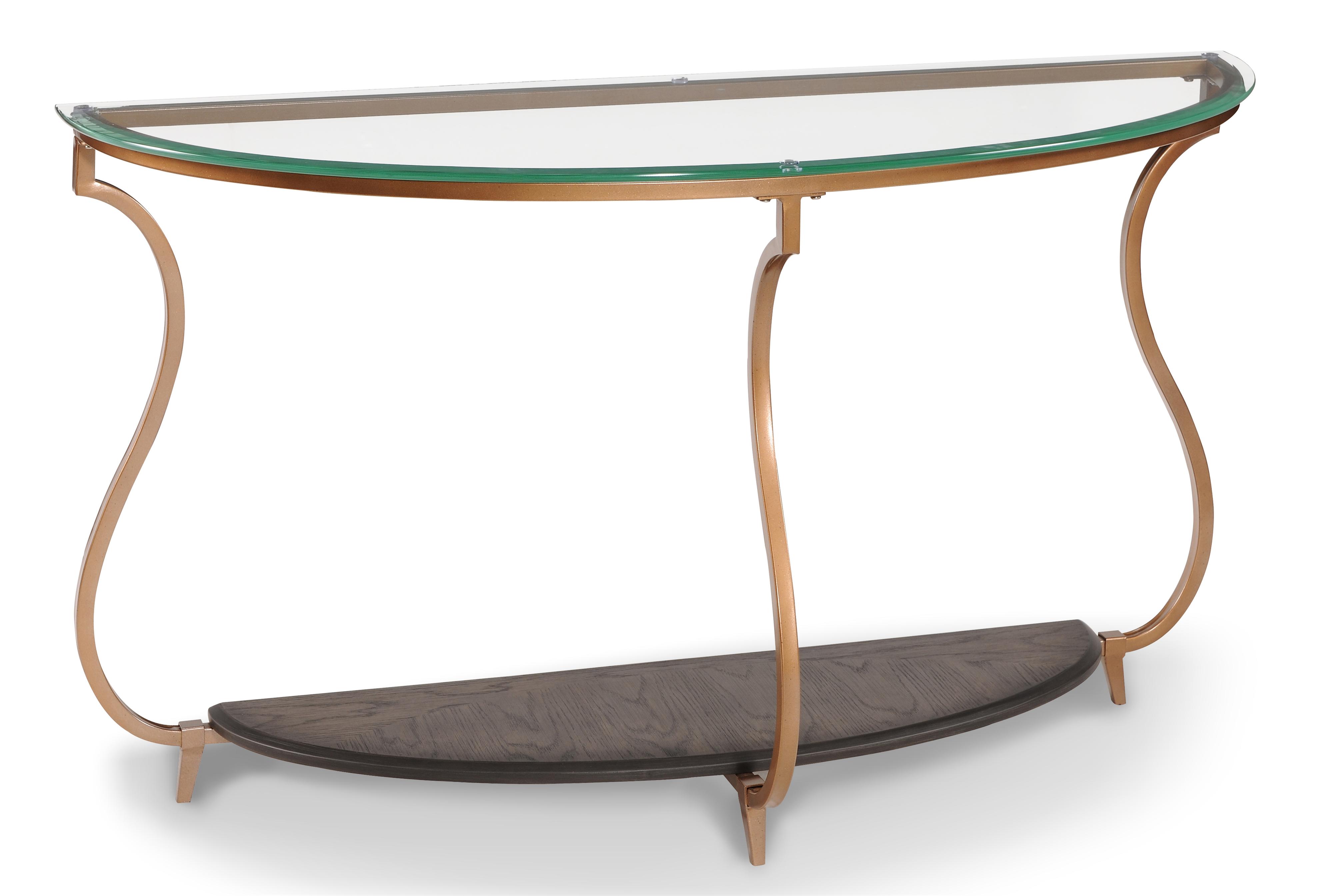 Transitional Demilune Sofa Table With Gold Finished Legs And Glass truly Demilune Sofa Table