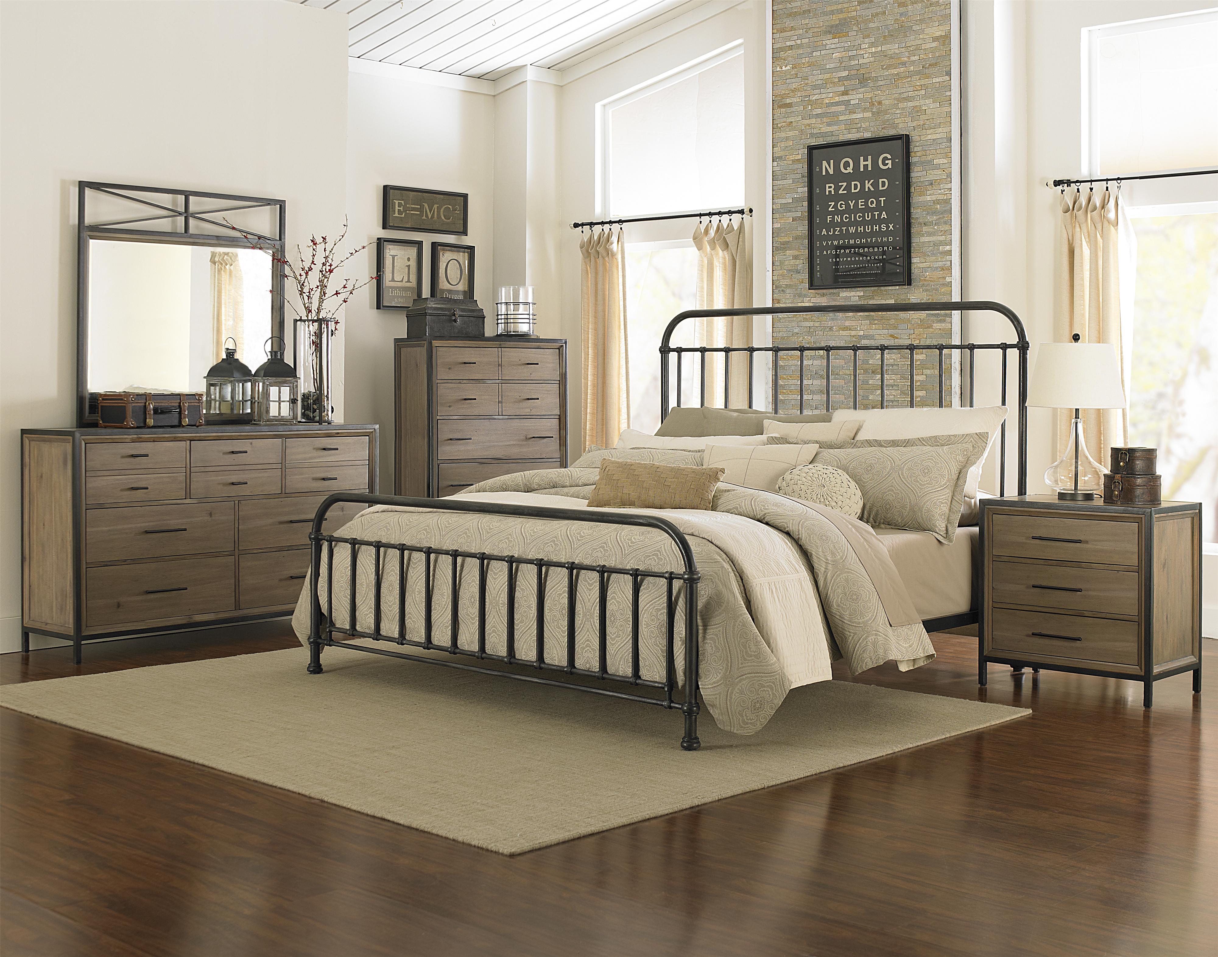 Industrial Revival Style California King Size Metal Bed by