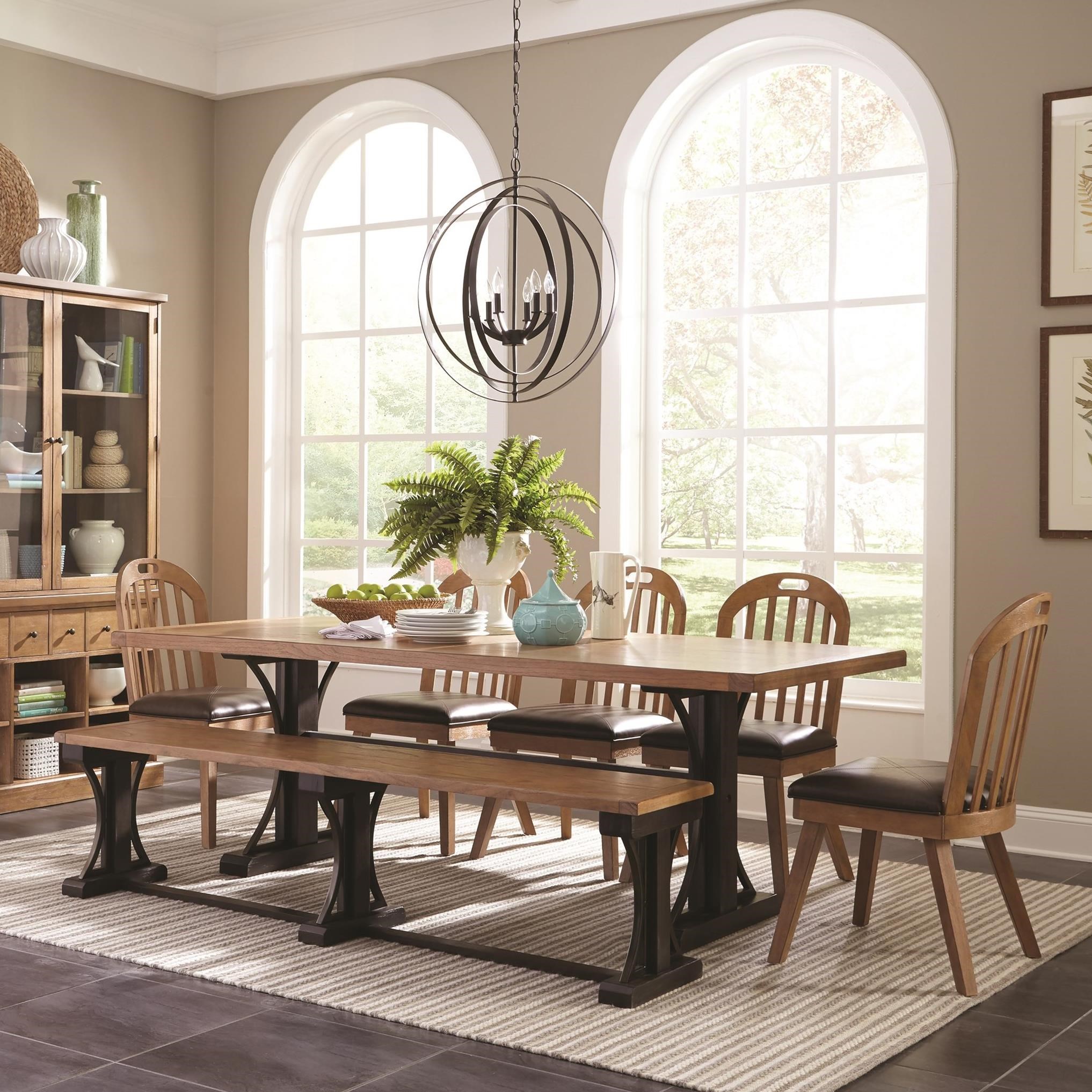 French Farmhouse Dining Table Set With Bench By Scott Living French Farmhouse Dining Table Set With Bench By Scott Living