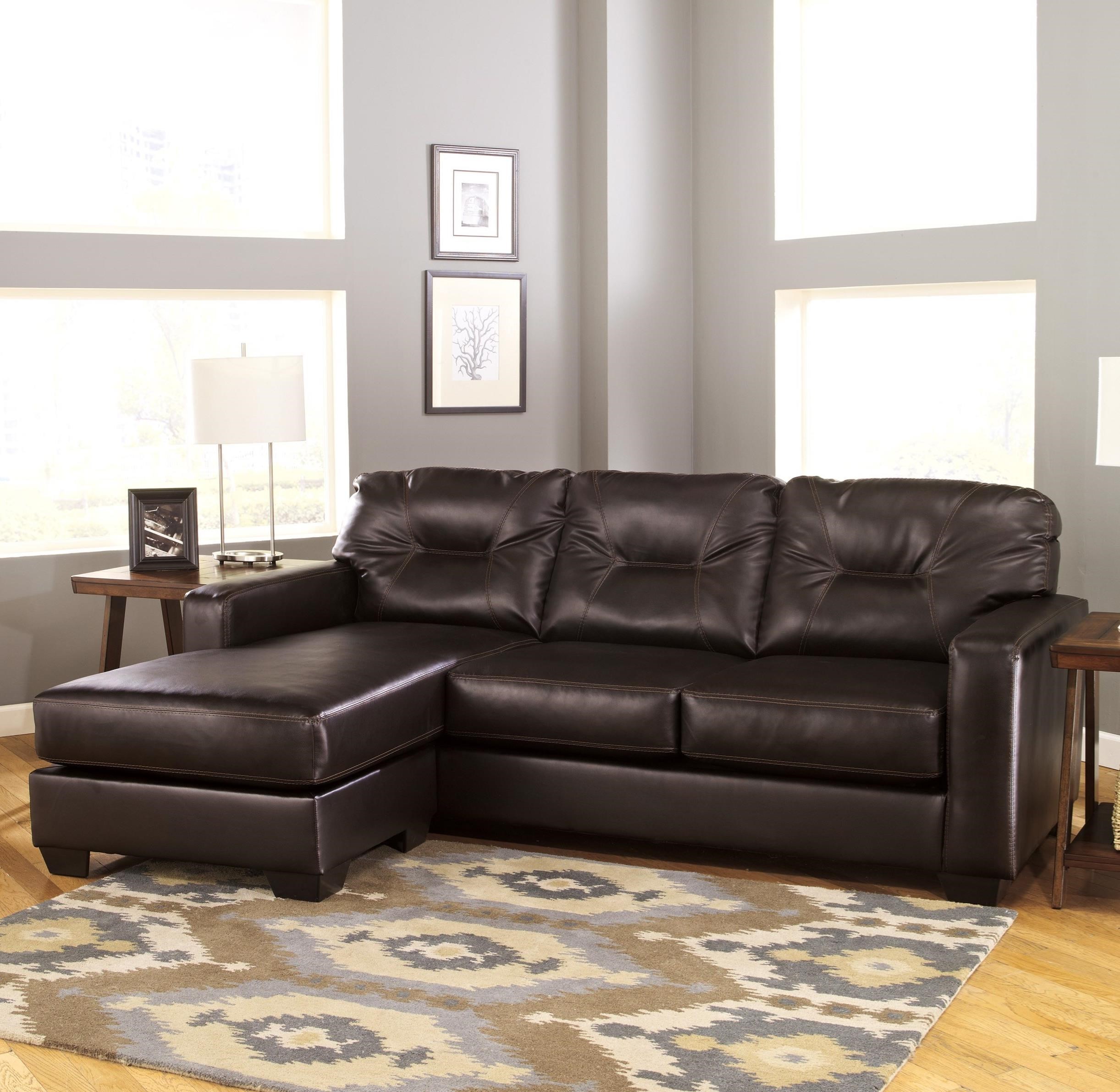 Contemporary Faux Leather Sofa Chaise with Reversible Chaise by