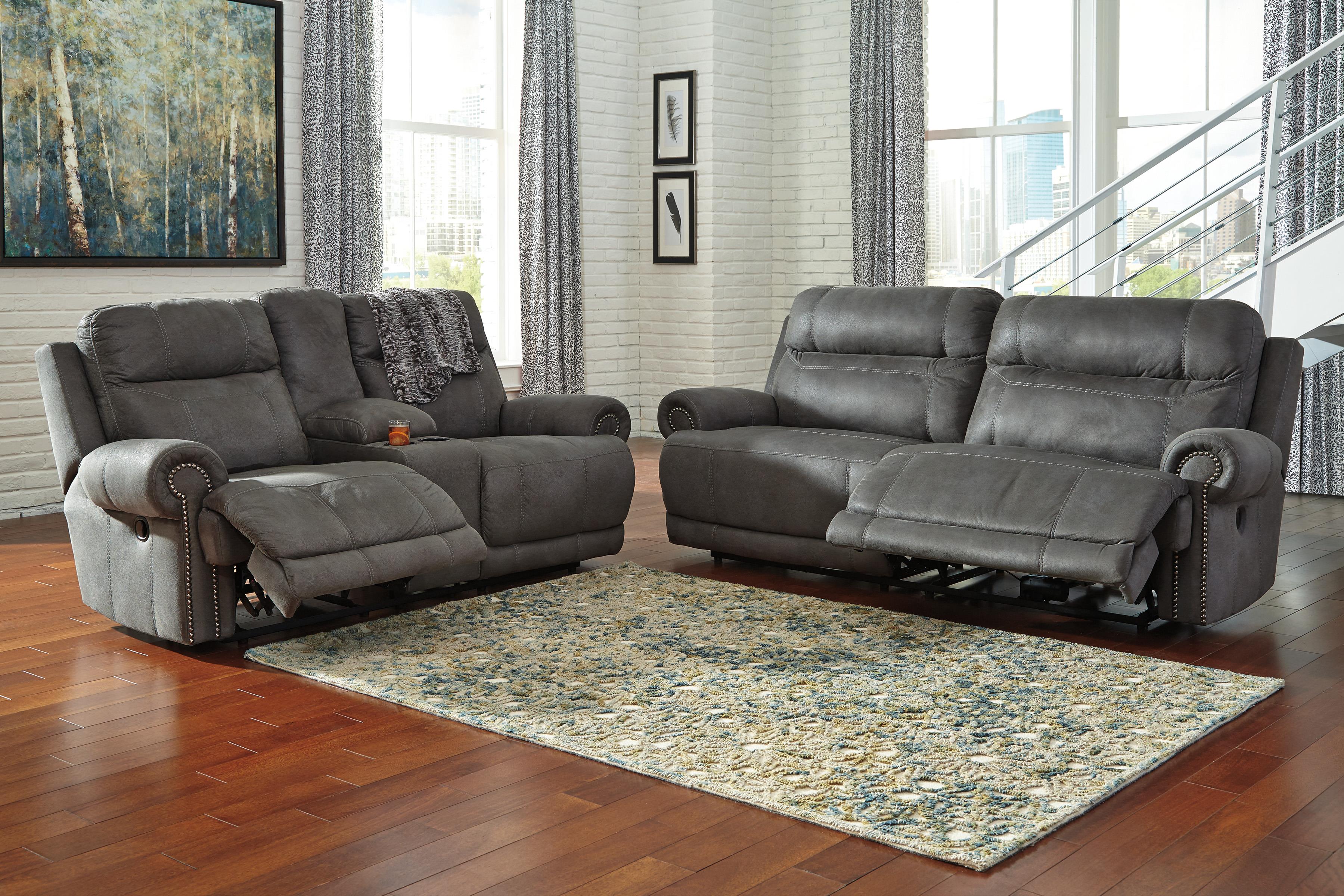 2 Seat Faux Leather Reclining Power Sofa with Rolled Arms with