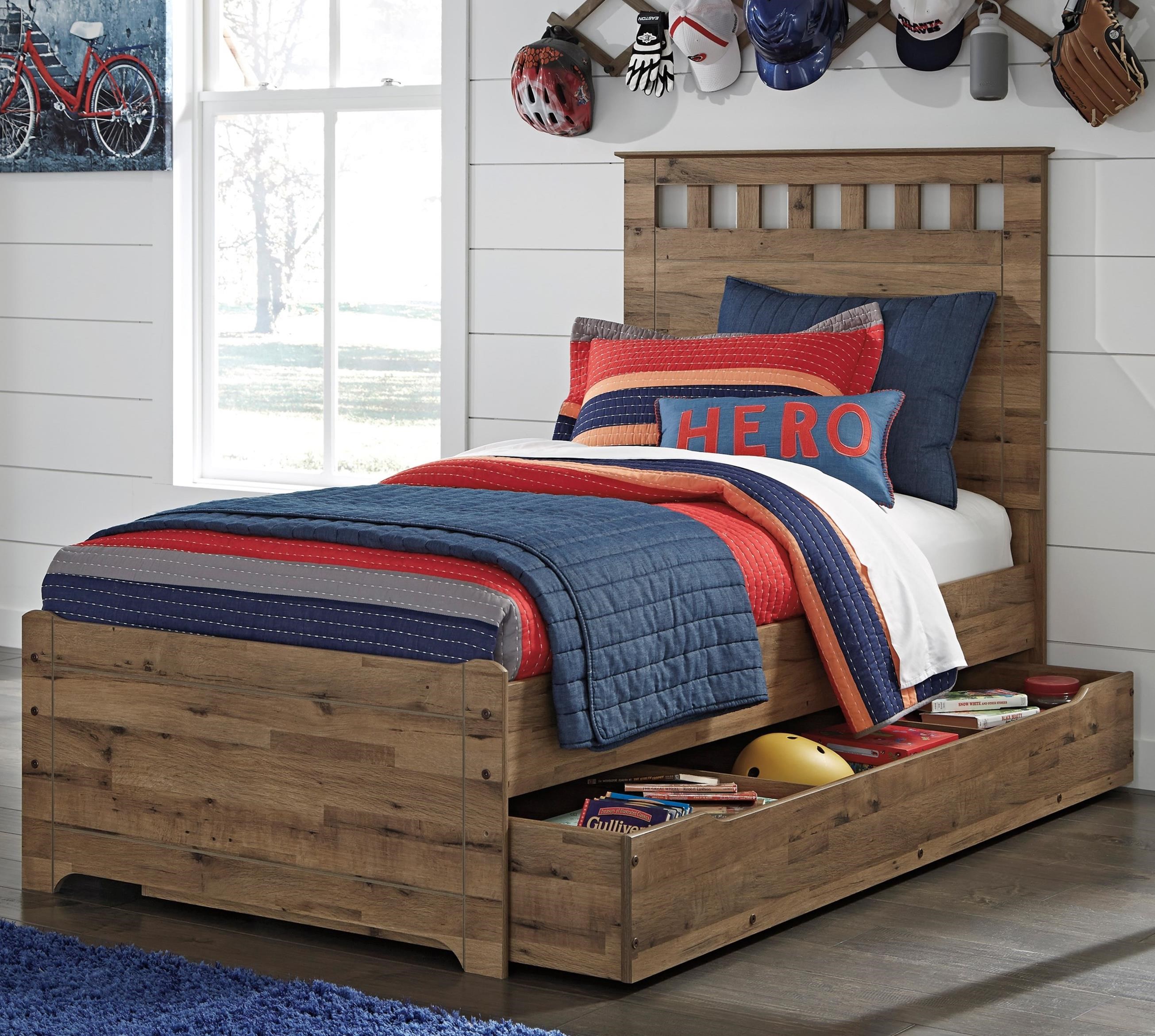 Rustic Style Twin Panel Bed W Under Storage Trundle Rustic Style Twin Panel Bed W Under Storage Trundle
