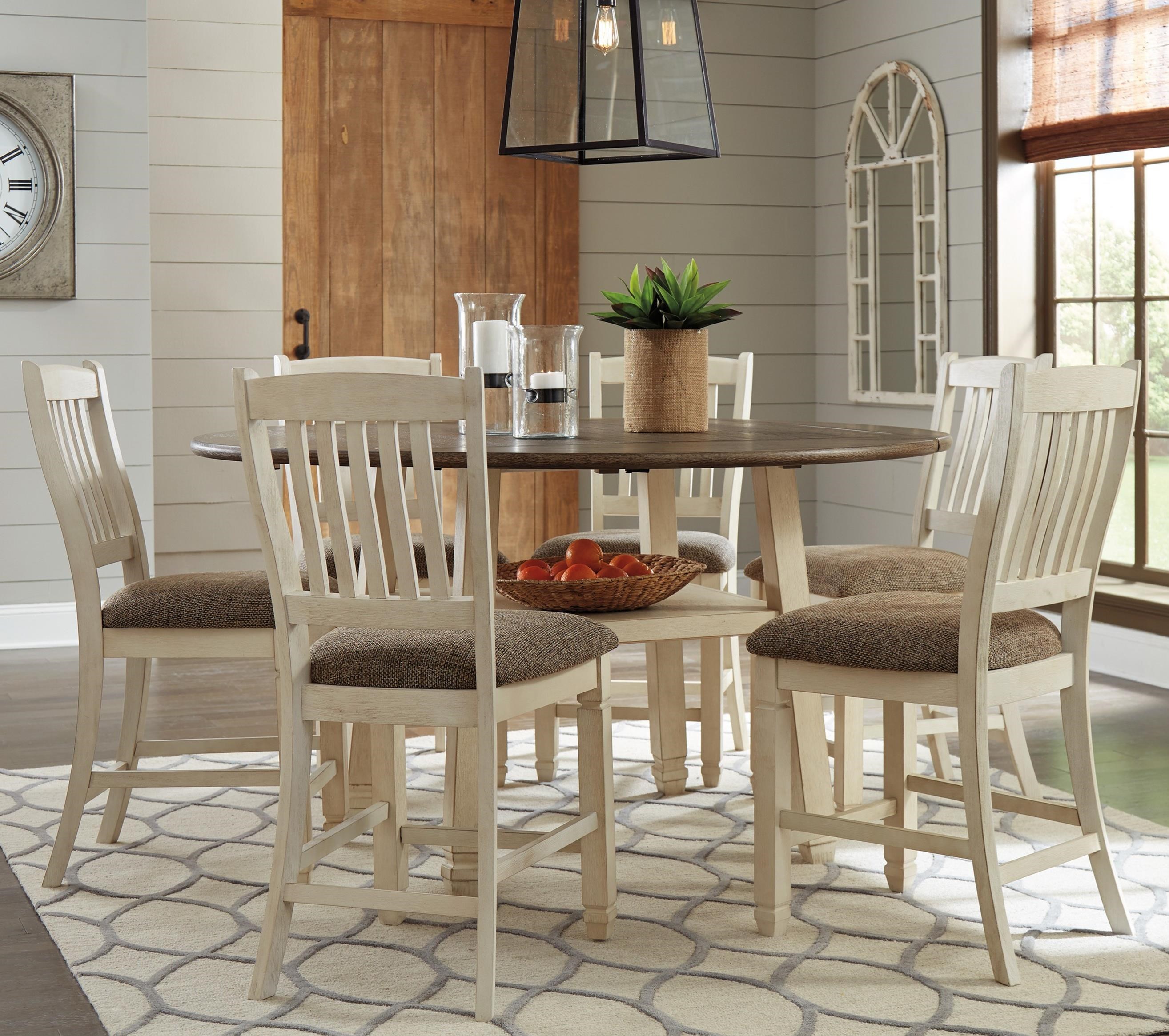 Relaxed Vintage 7 Piece Square Round Drop Leaf Counter Table