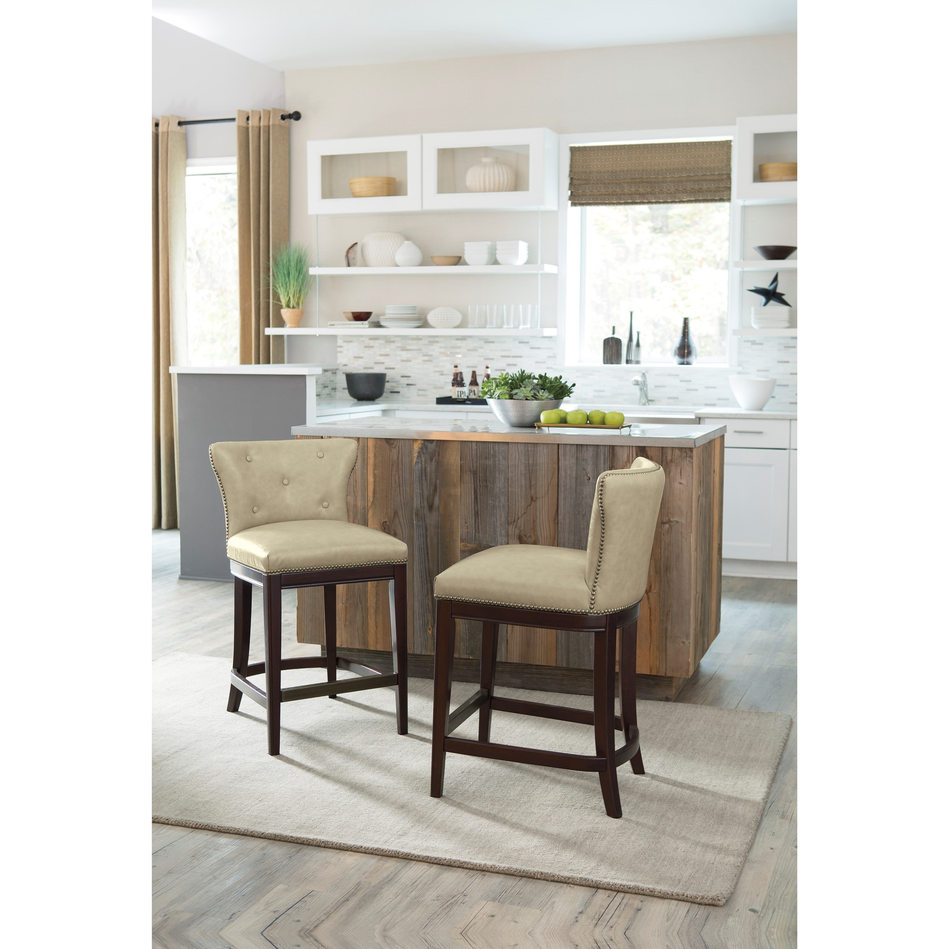 beige upholstered counter height stool with low backsignature beige upholstered counter height stool with low backsignature
