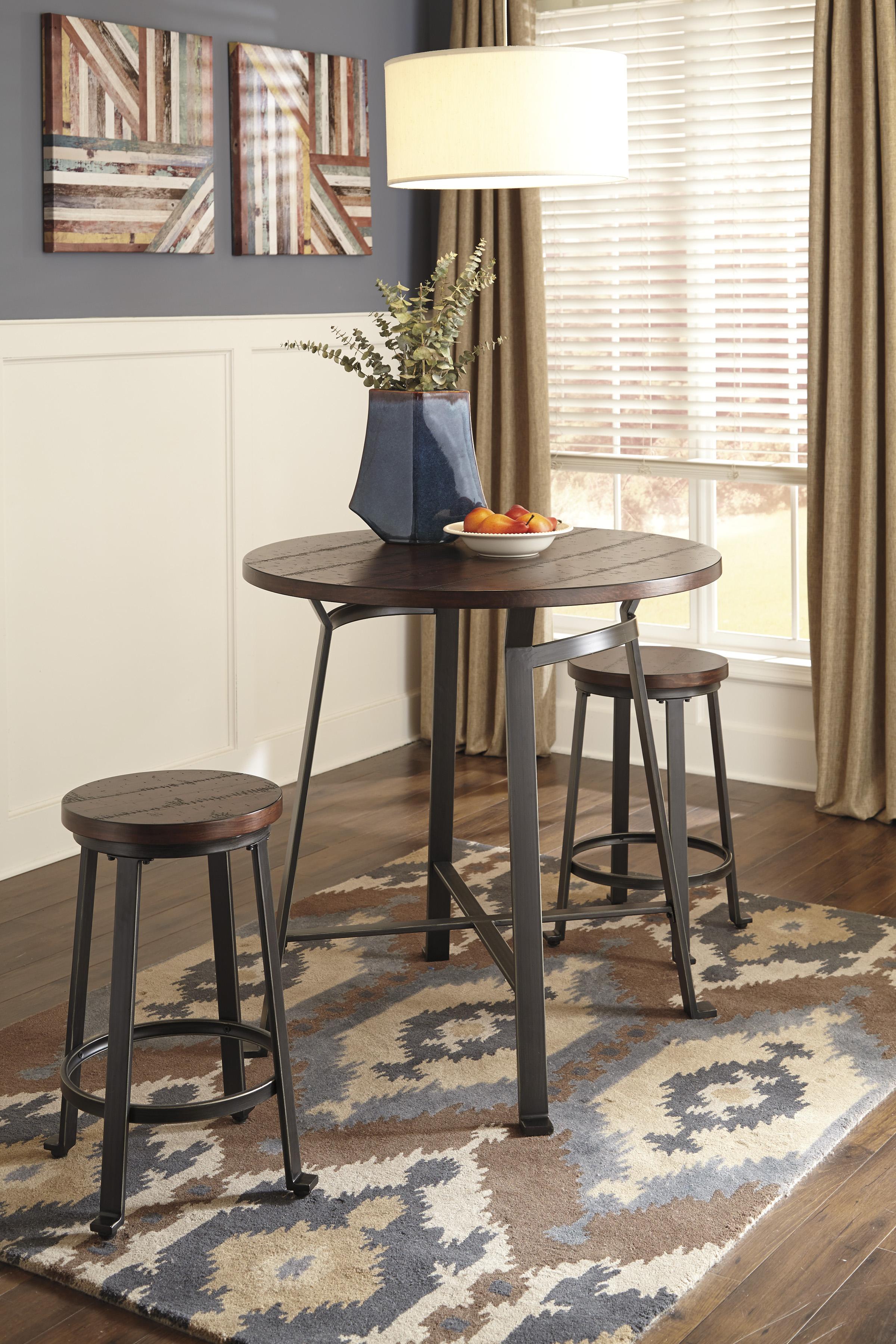 3 piece round counter table set by signature design by ashley wolf