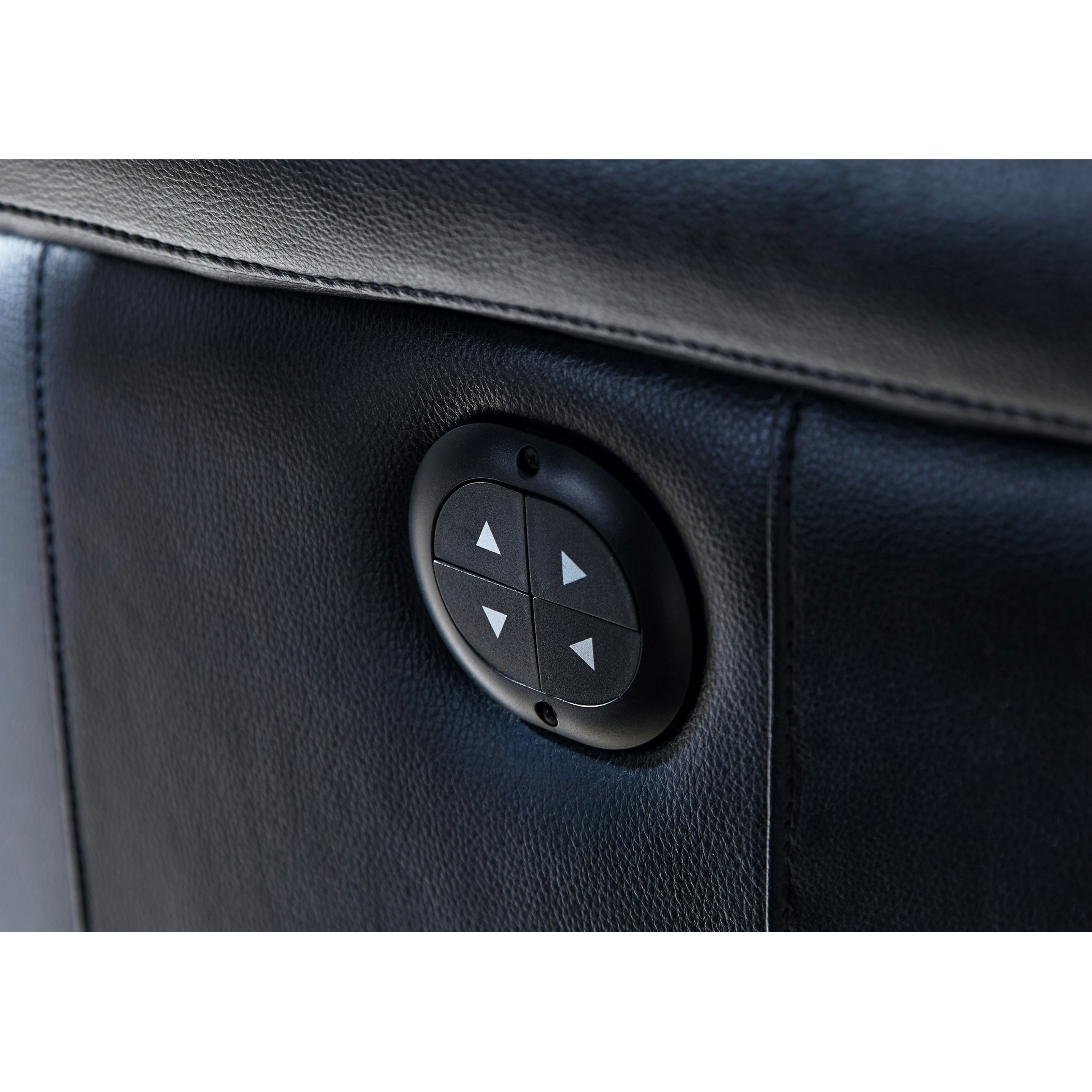 Leather Match Power Reclining Sofa w Adjustable Headrest by