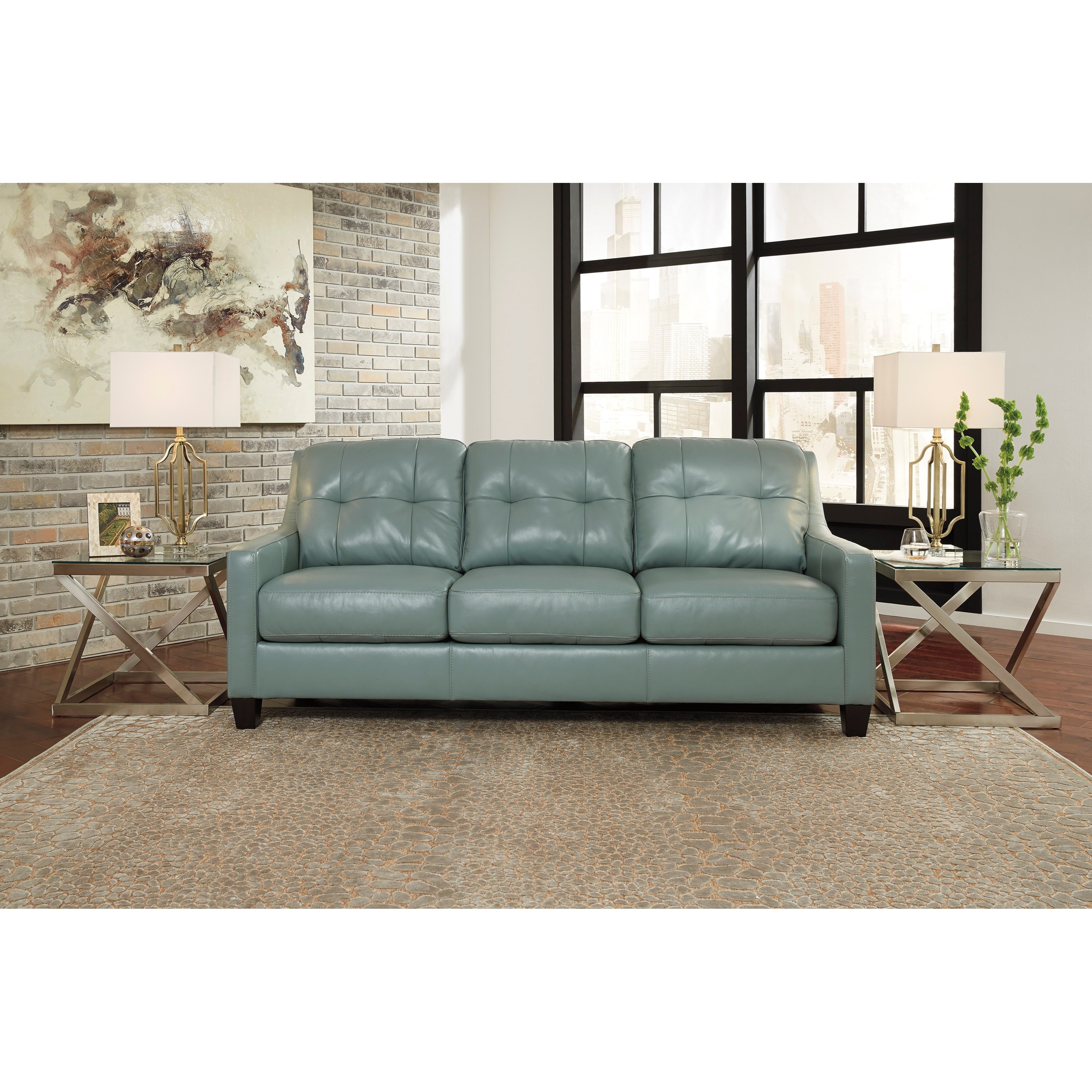 Contemporary Leather Match Queen Sofa Sleeper Contemporary Leather Match Queen Sofa Sleeper