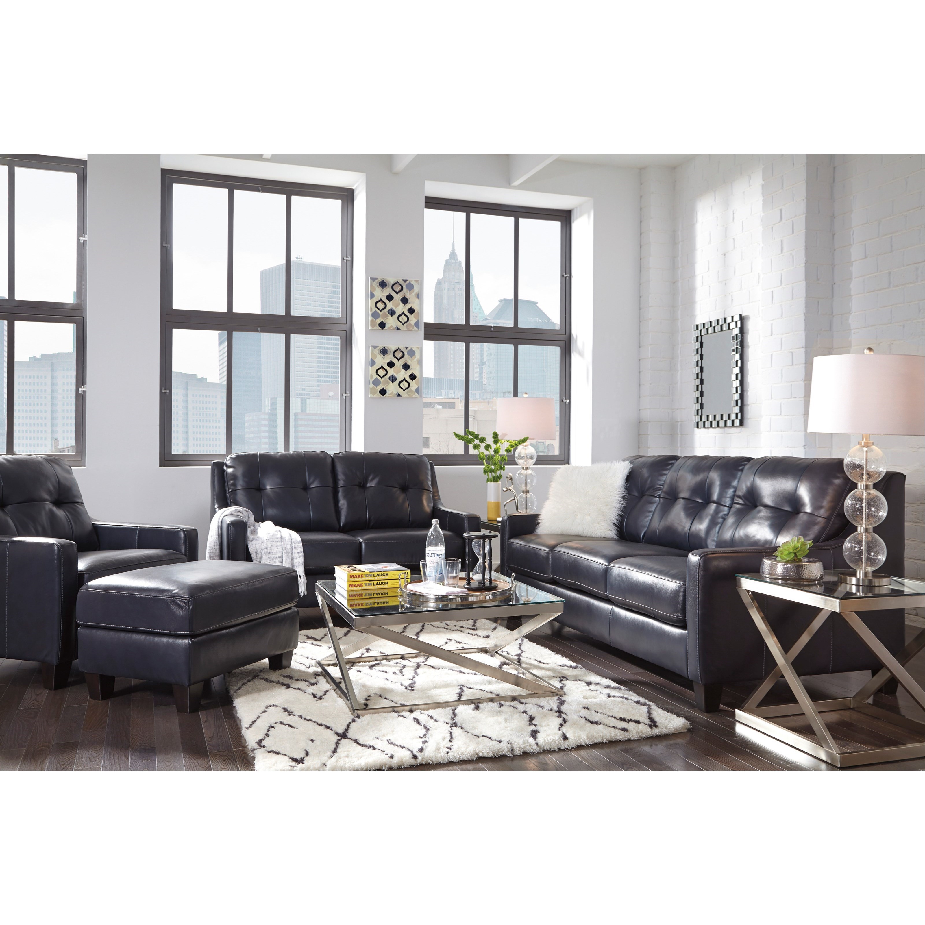 Contemporary Leather Match Queen Sofa Sleeper by Signature Design
