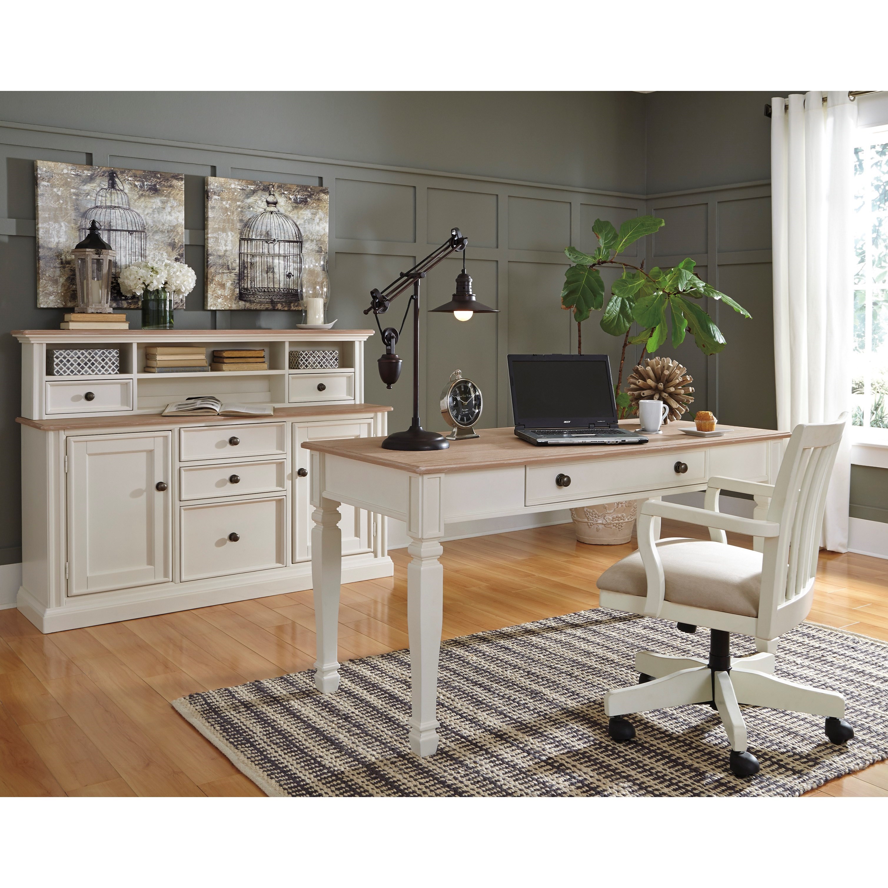 two-tone home office large leg desk with drawersignature two-tone home office large leg desk with drawersignature