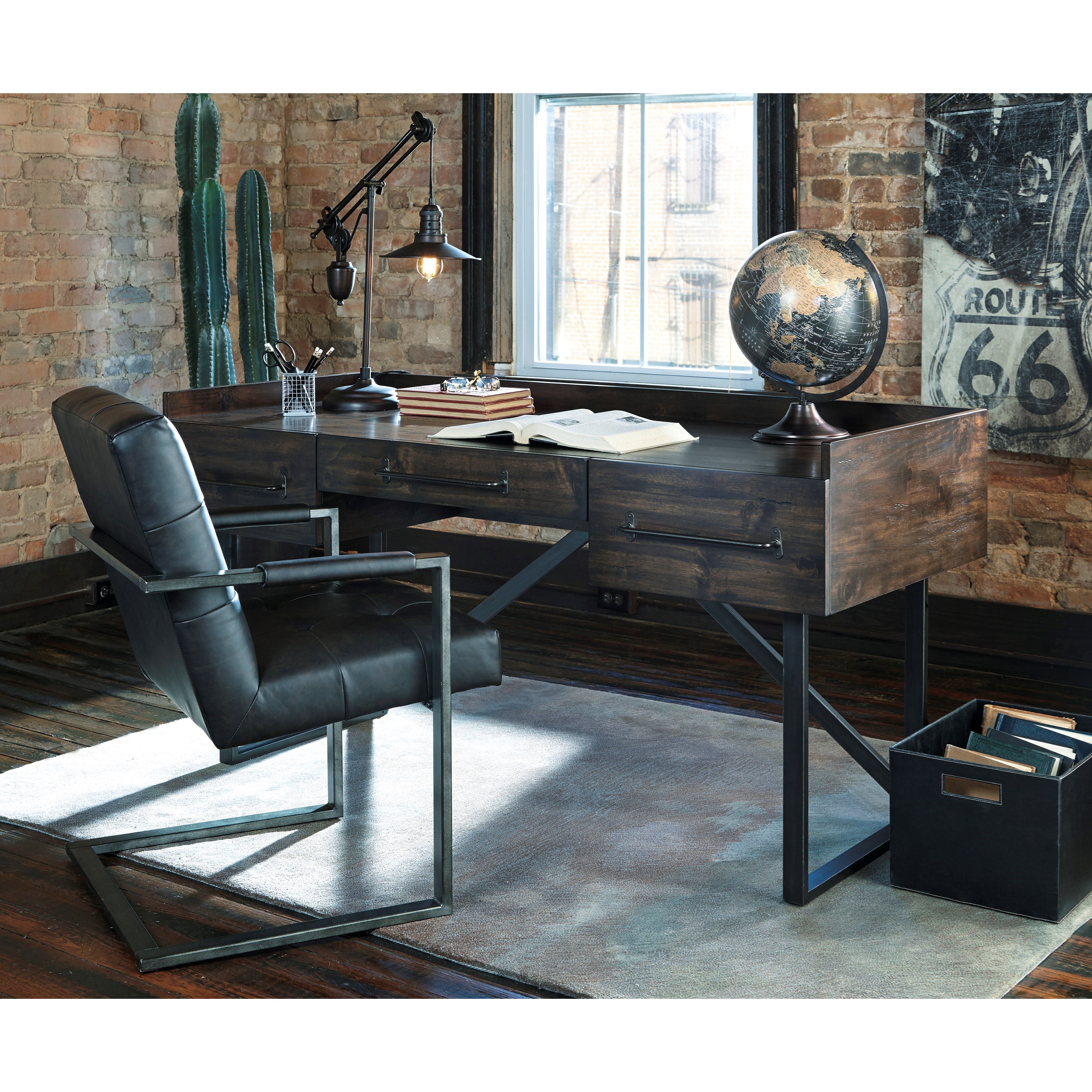 modern rustic/industrial home office desk with steel base modern rustic/industrial home office desk with steel base