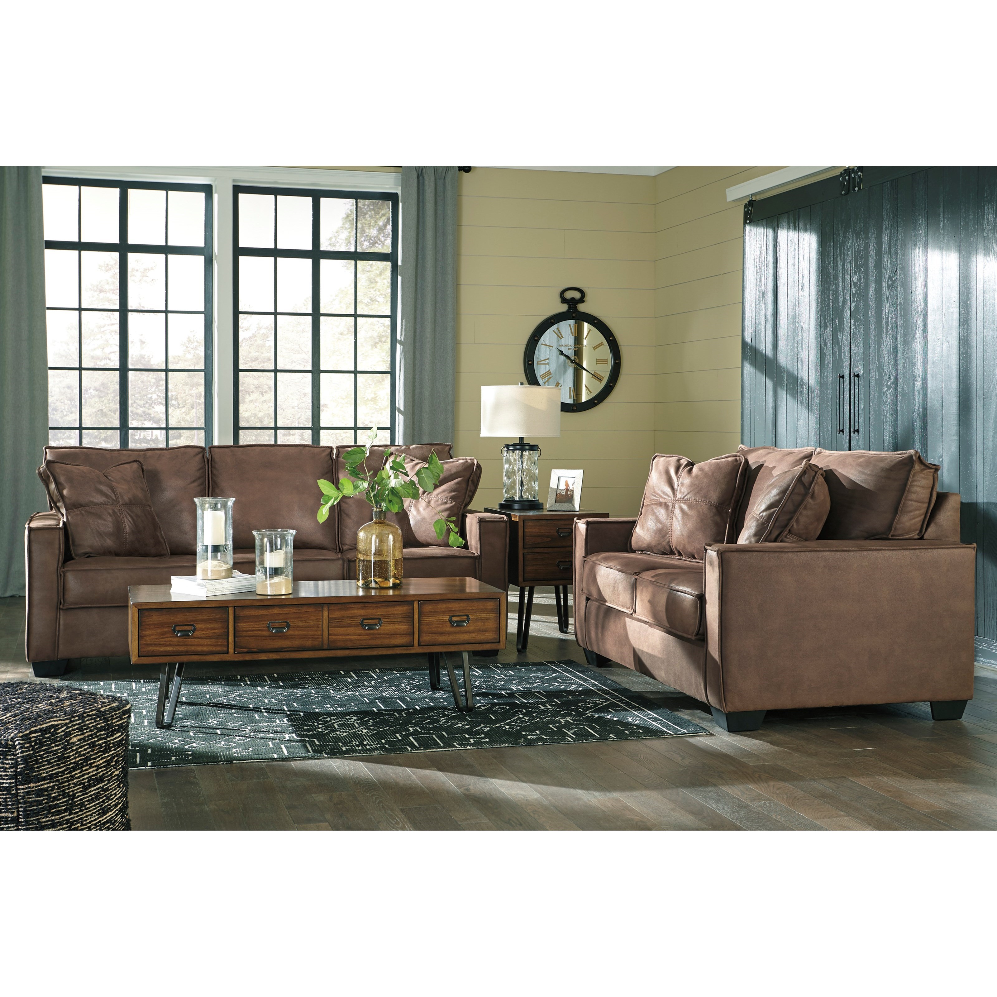 Faux Leather Queen Sofa Sleeper with Memory Foam Mattress