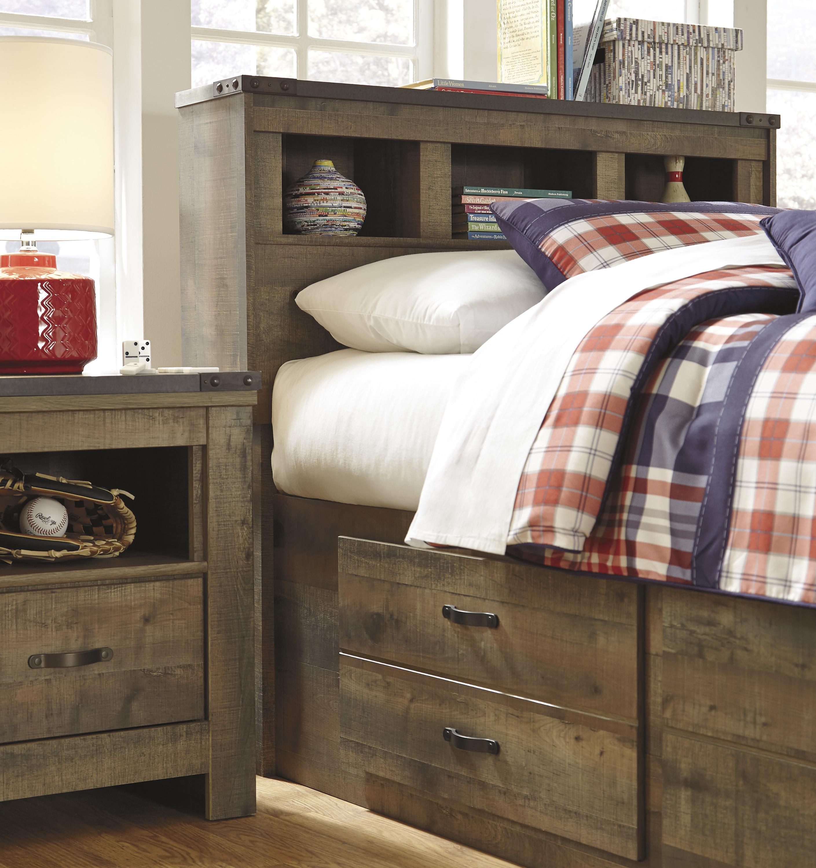 Rustic Look Twin Bookcase Bed with Under Bed Storage by Signature ... Rustic Look Twin Bookcase Bed with Under Bed Storage by Signature ...