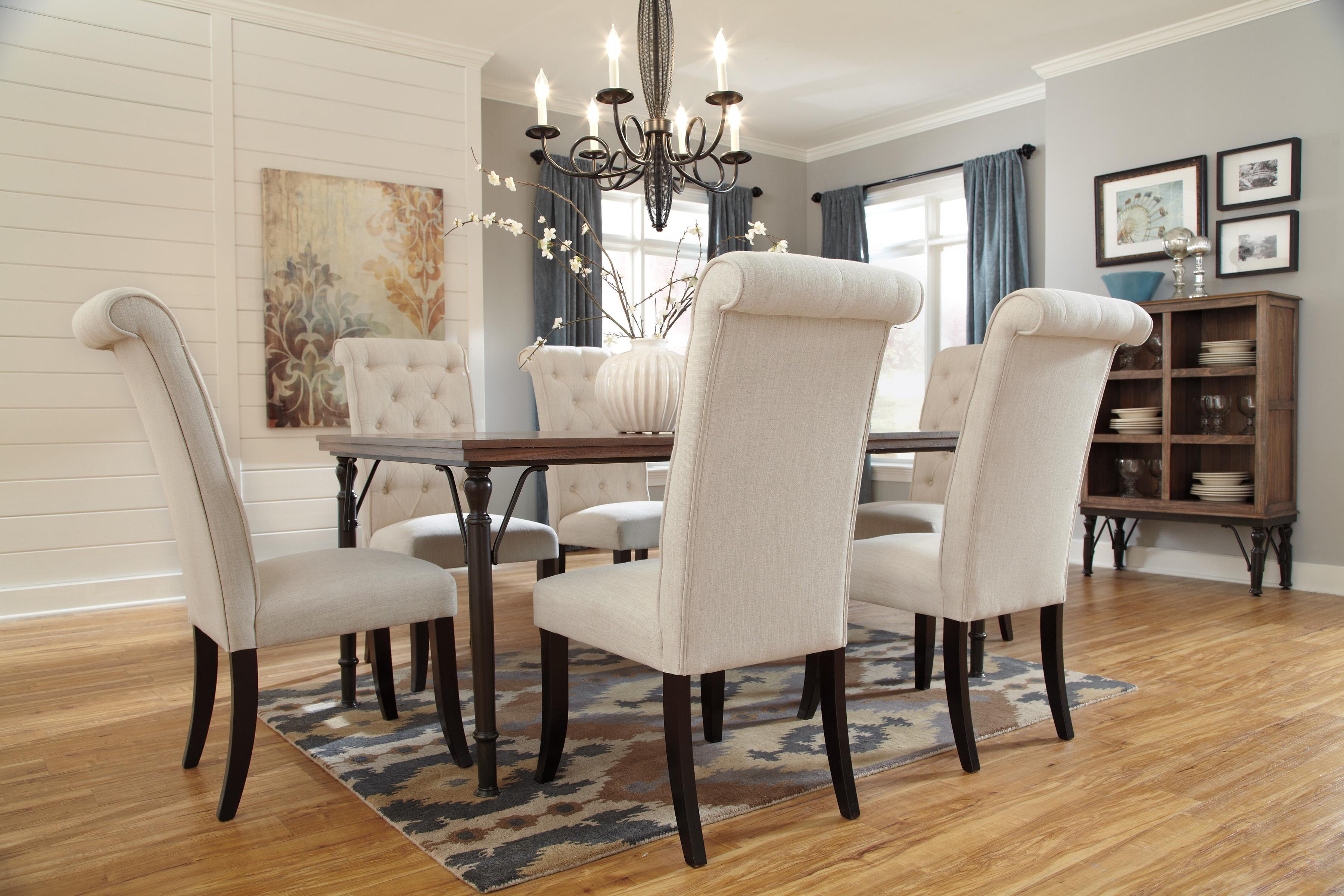 7-piece rectangular dining room table set w/ wood top & metal legs 7-piece rectangular dining room table set w/ wood top & metal legs