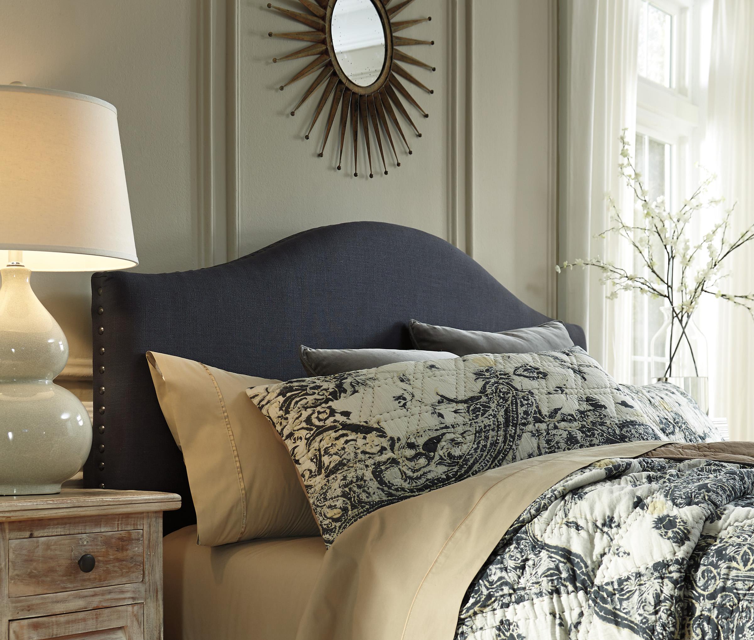 Queen Upholstered Headboard In Dark Gray With Arched Shape - Queen Upholstered Headboard In Dark Gray With Arched Shape Nailhead Trim queen upholstered headboard in dark gray with arched shape - queen upholstered headboard in dark gray with arched shape nailhead trim