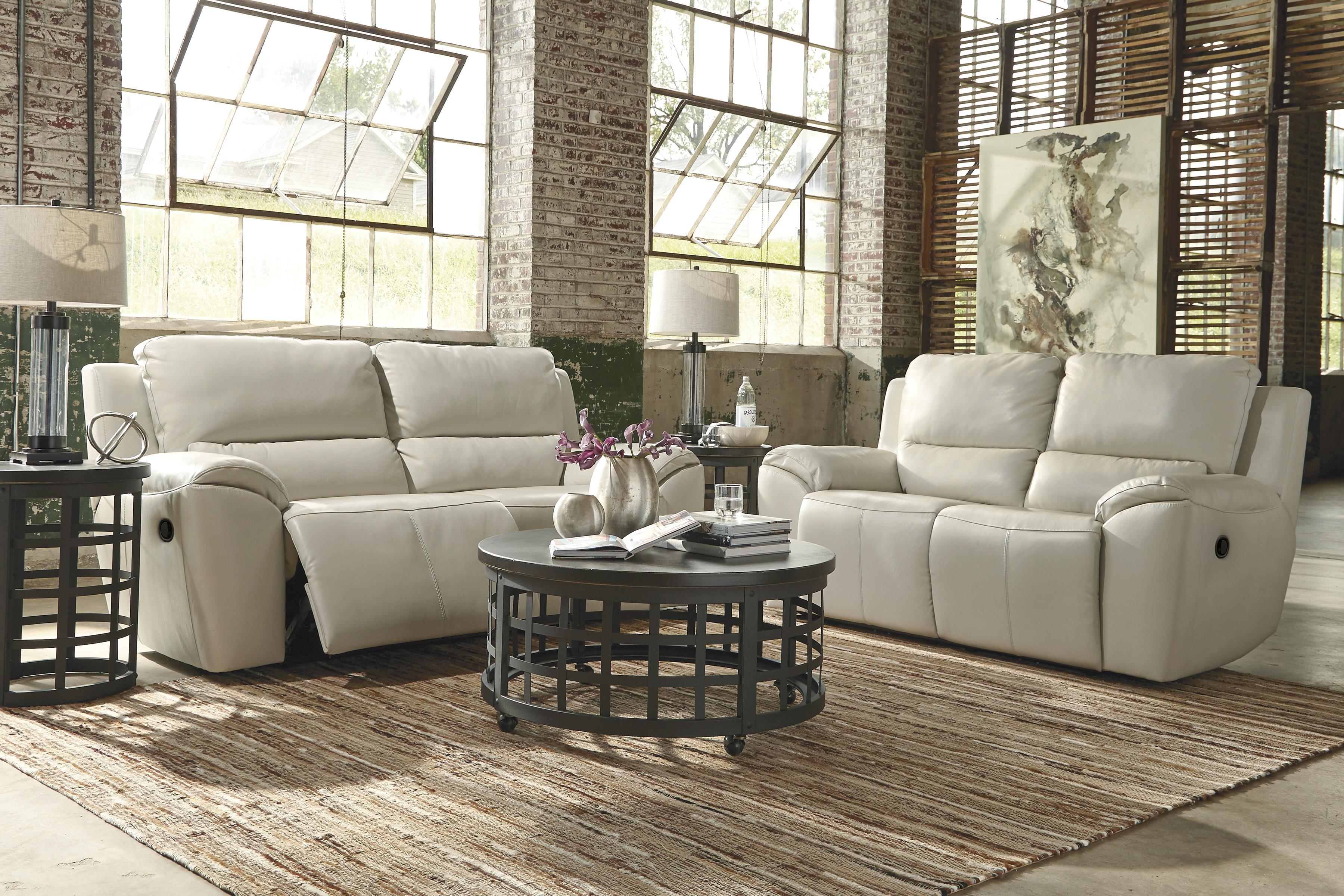 Contemporary Leather Match 2 Seat Reclining Sofa by Signature