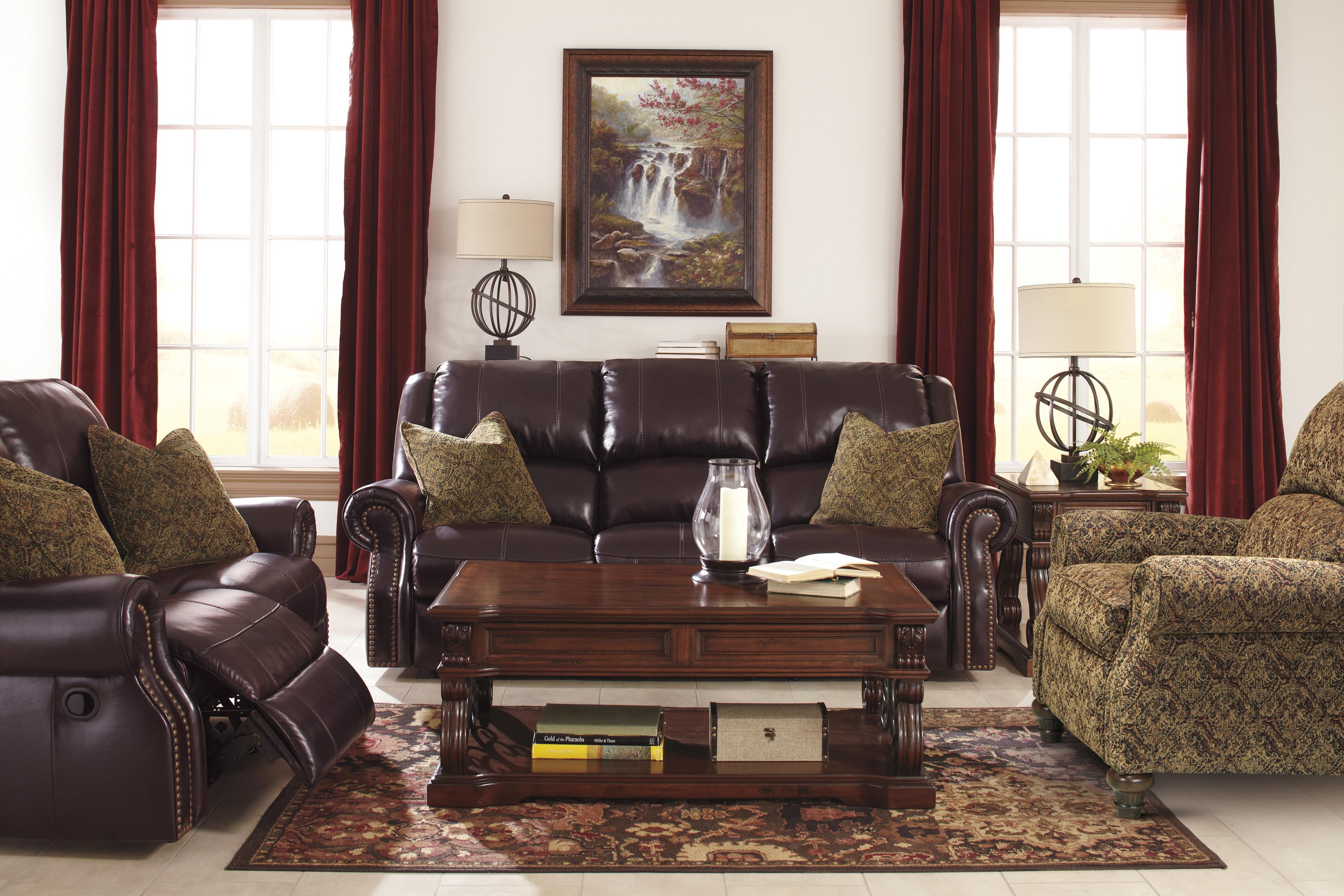 Top Grain Leather Match Reclining Power Sofa with Nailhead Trim by