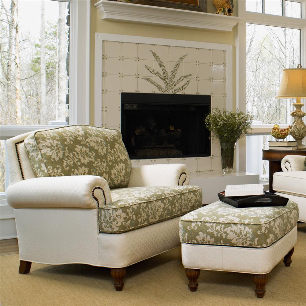 Upholstered Chair And Ottoman With Nail Head Decal By Smith Upholstered Chair and Ottoman with Nail Head Decal - Upholstered Chair And Ottoman With Nail Head Decal By Smith