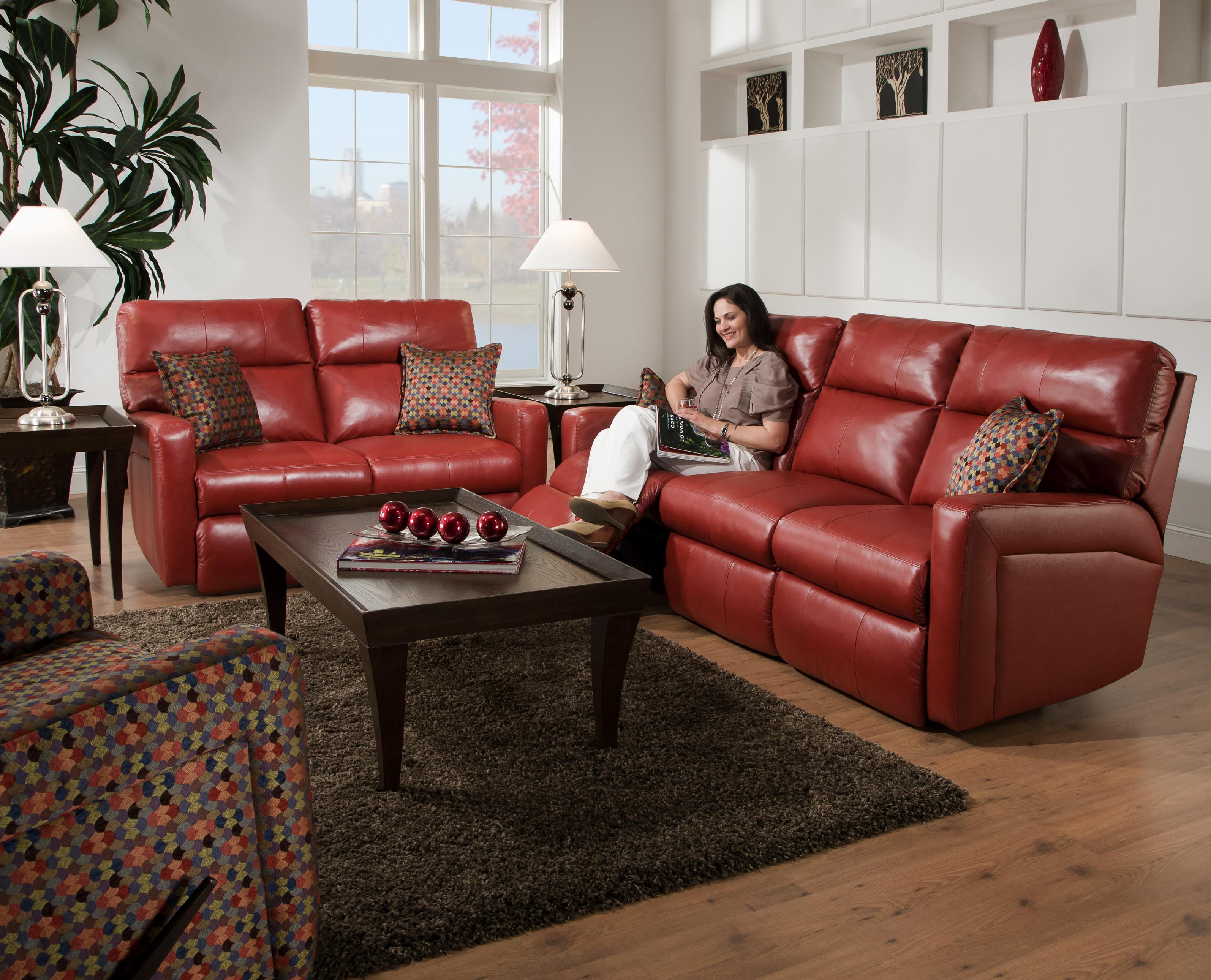 Contemporary Styled Double Reclining Power Sofa for Family Rooms