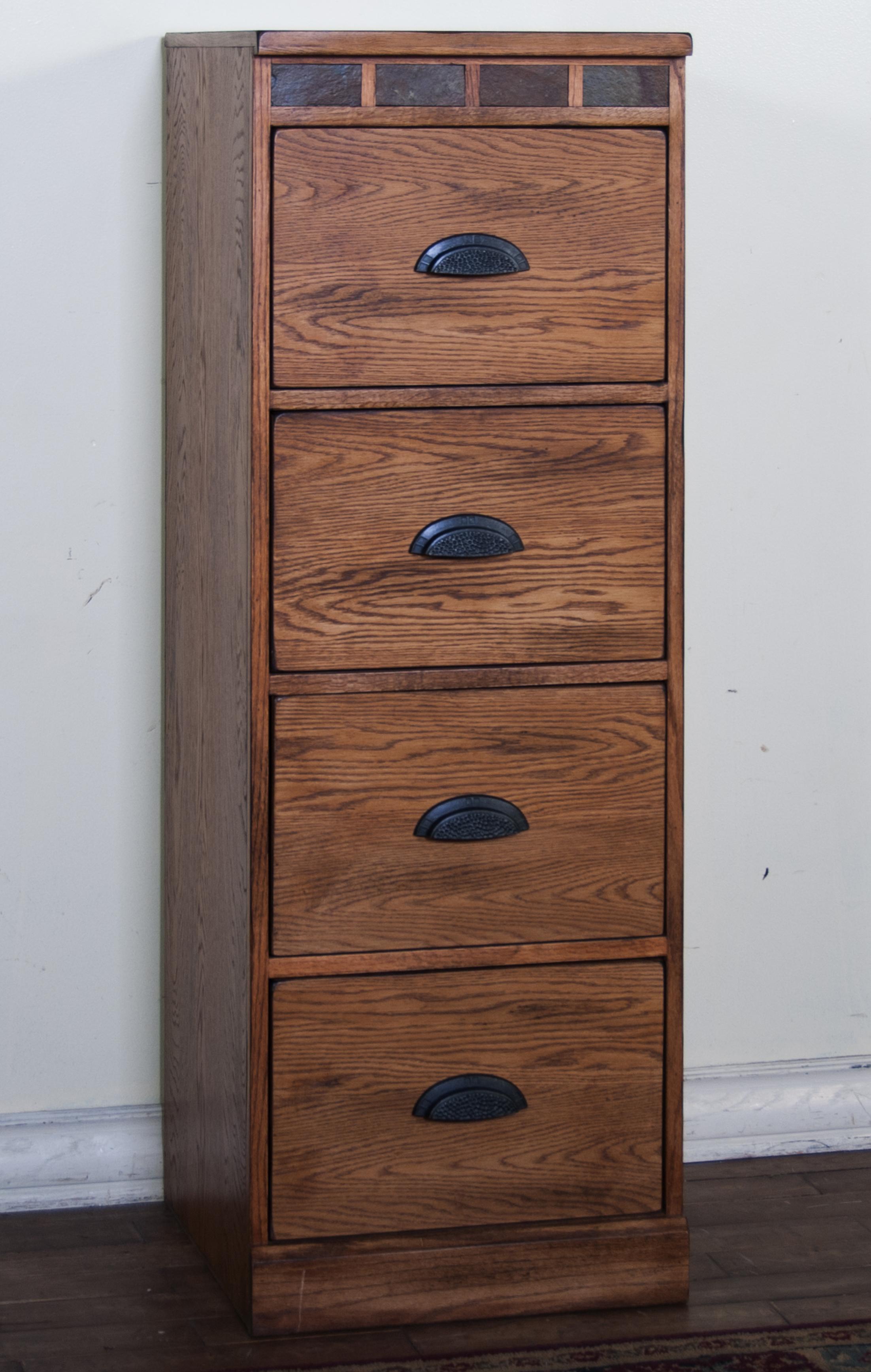 4-Drawer File Cabinet with Natural Slate