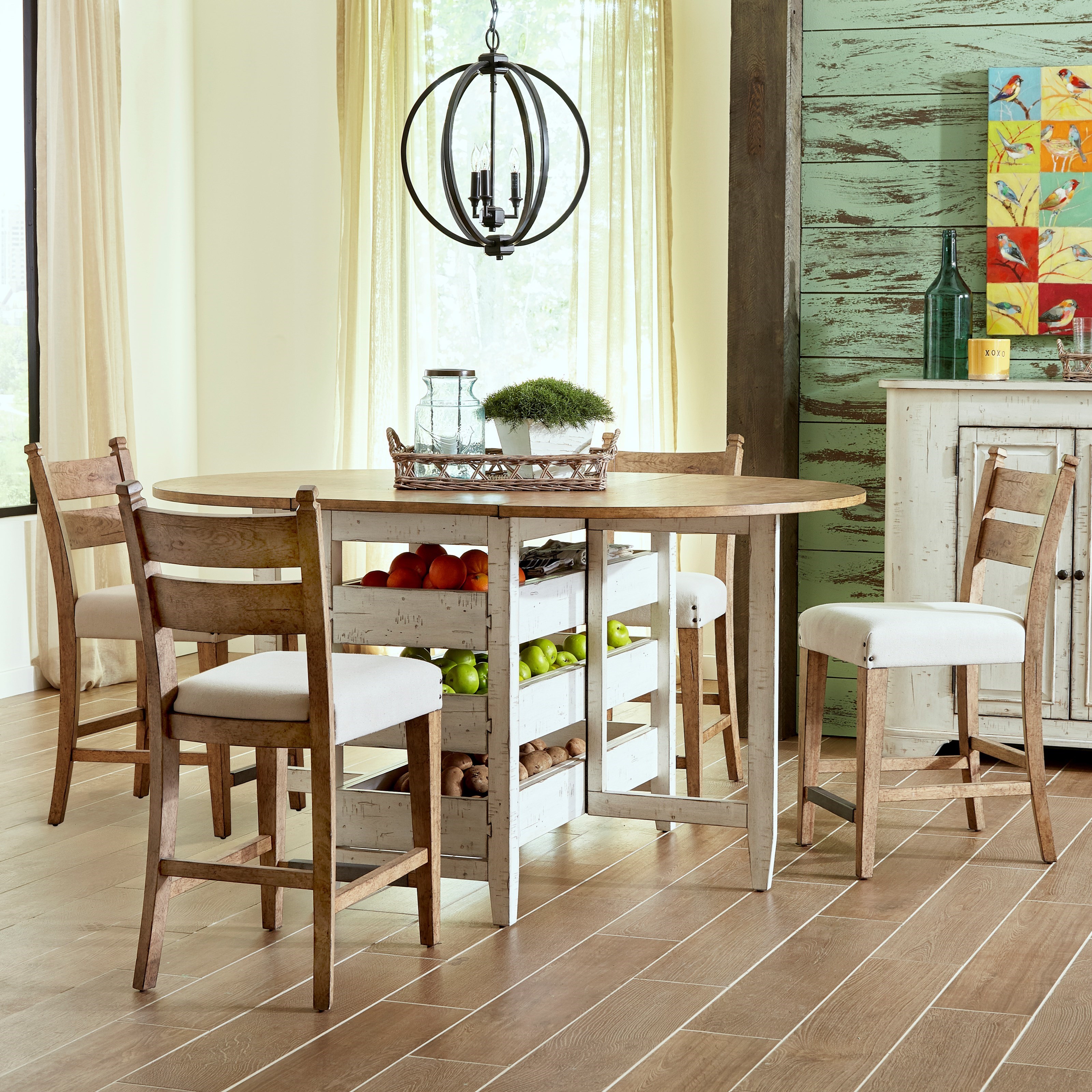 Five Piece Dining Set with Gateleg Table and Counter Height Stools ... Five Piece Dining Set with Gateleg Table and Counter Height Stools ...