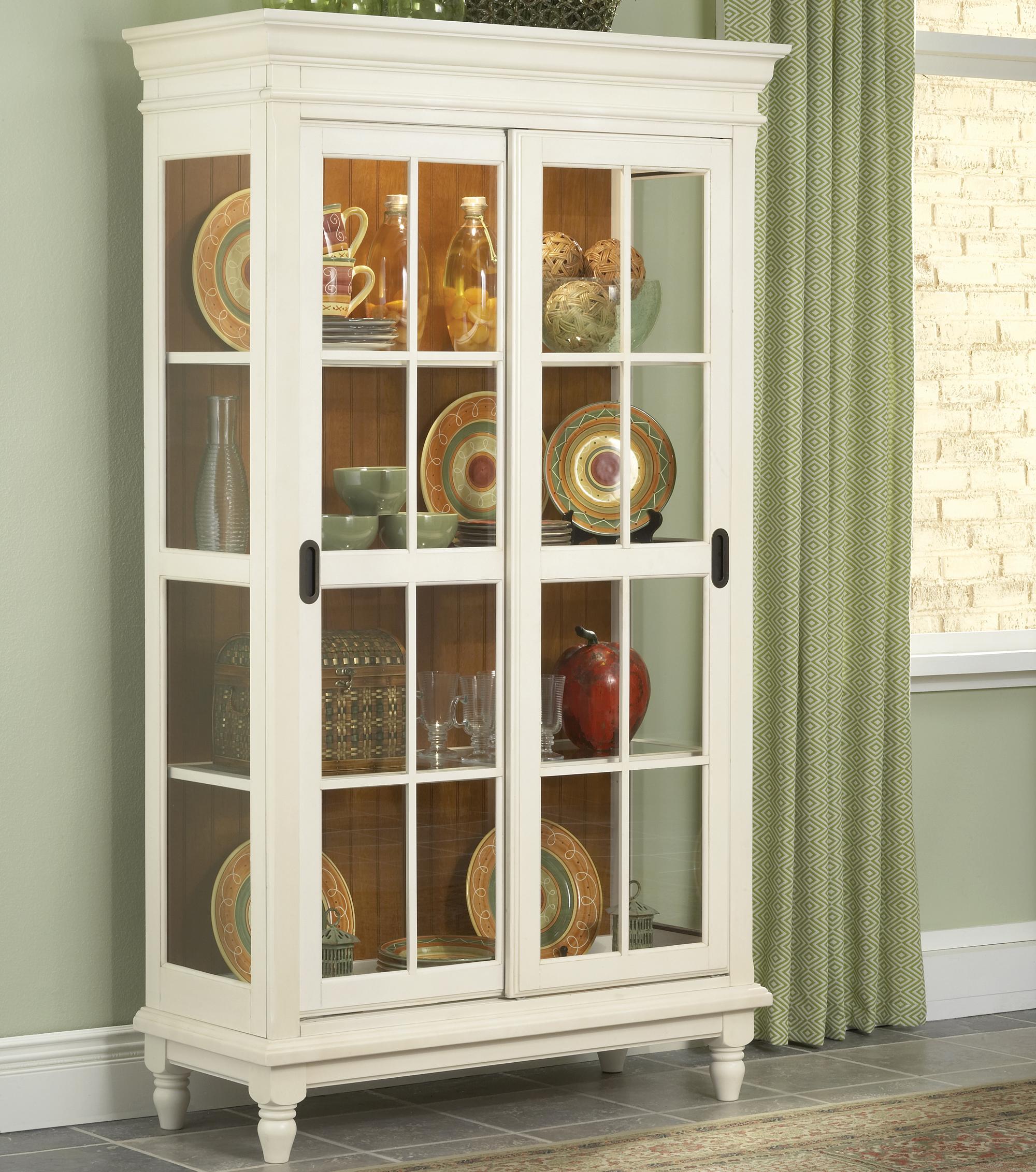 Curio Cabinet with Crown Moulding, Turned Feet, and ...