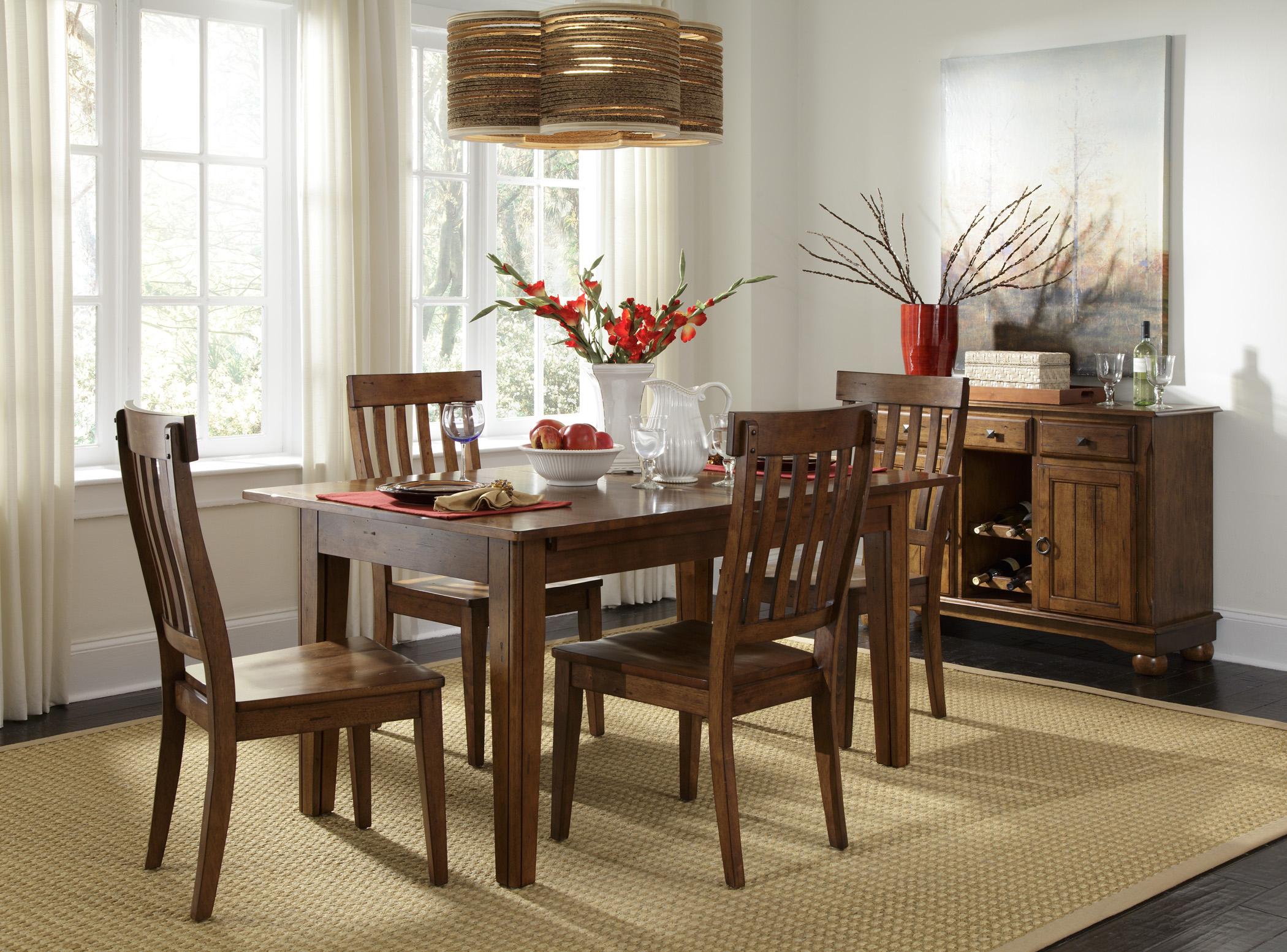 Solid Wood Leg Table With 3 Self Storing Leaves By