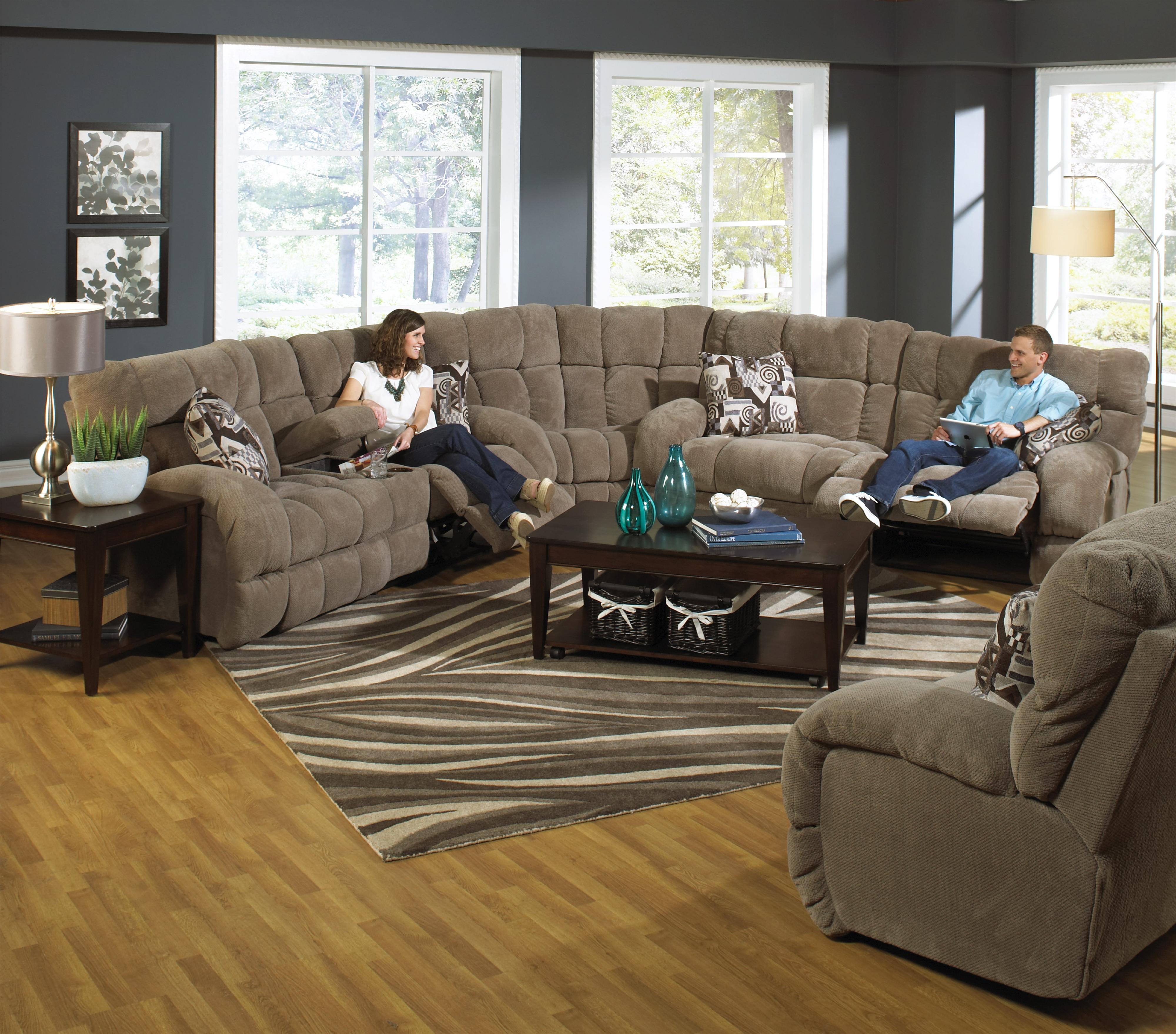 Reclining Sectional Sofa with Cup Holders by Catnapper Wolf and