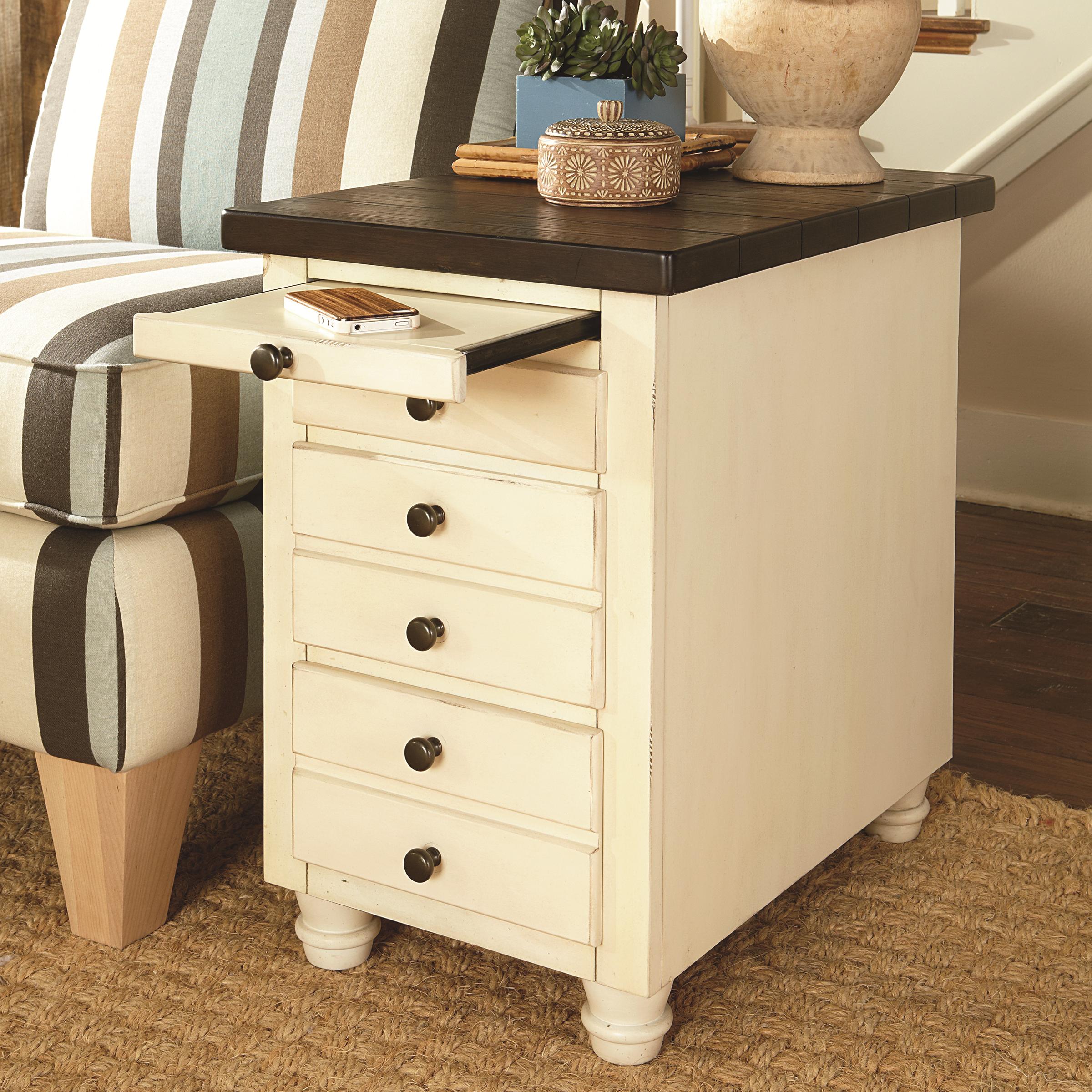 Chairside Table Chest with 3 Drawers and 1 Pull Out Shelf