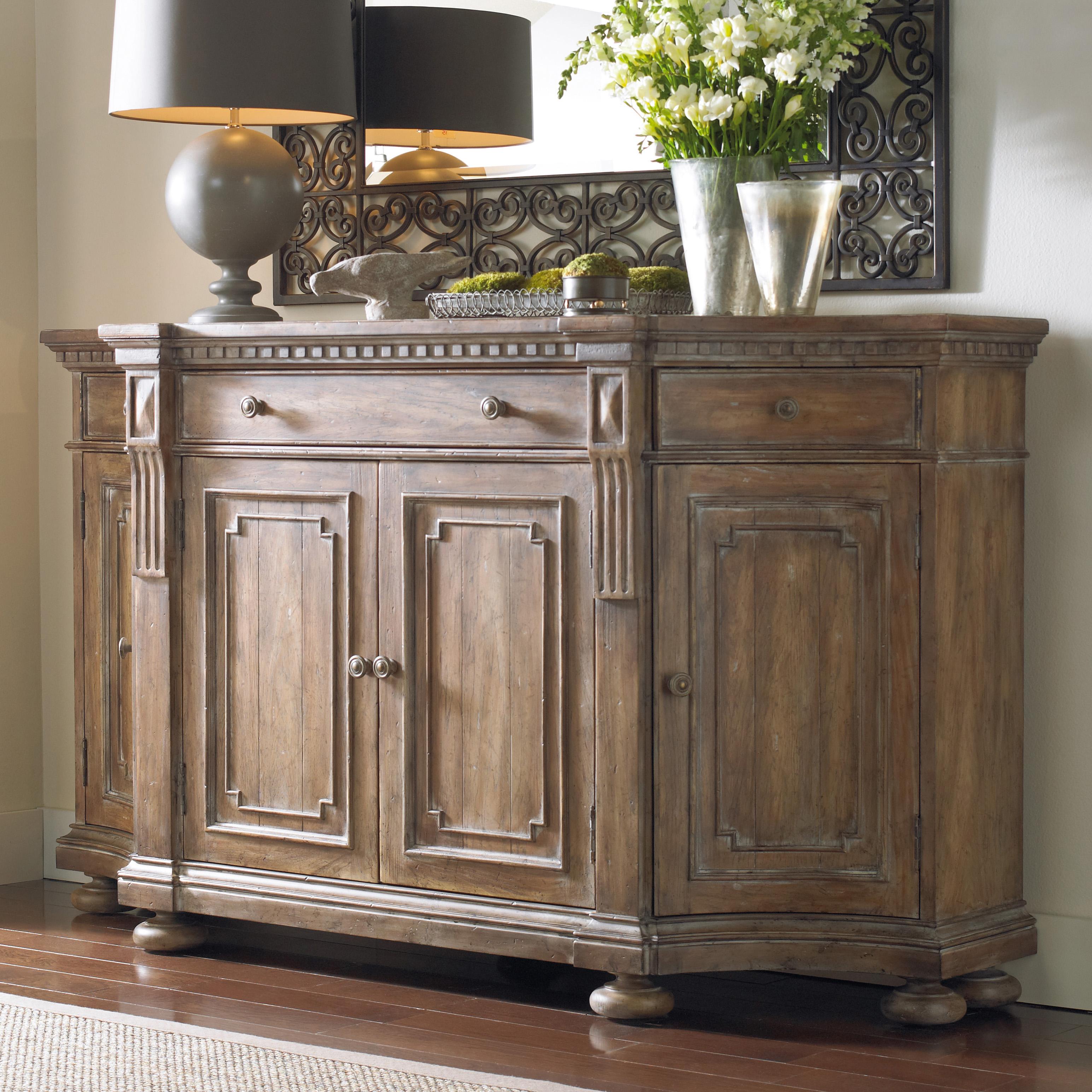 Shaped Credenza with Concave Side Doors, Decorative Panels ...