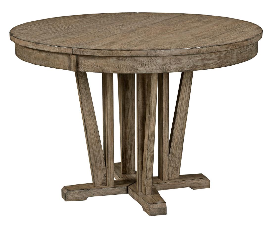 Rustic Round Weathered Gray Dining Table With Extension