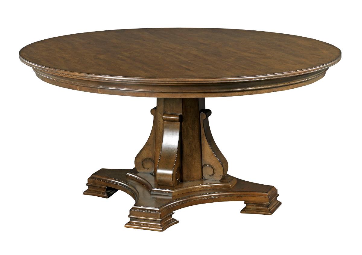 Stellia 60u0026quot; Round Solid Wood Dining Table with Carved Wood Pedestal Base by Kincaid Furniture 