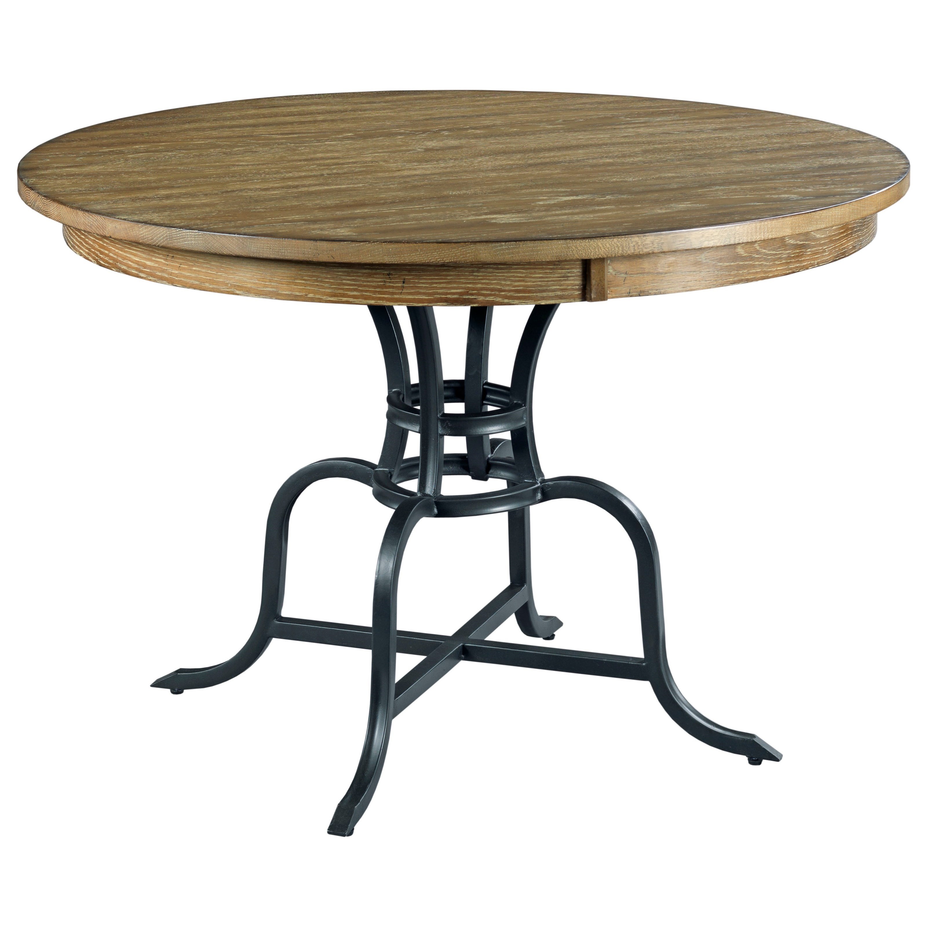 44" Round Solid Wood Dining Table with Rustic Metal Base