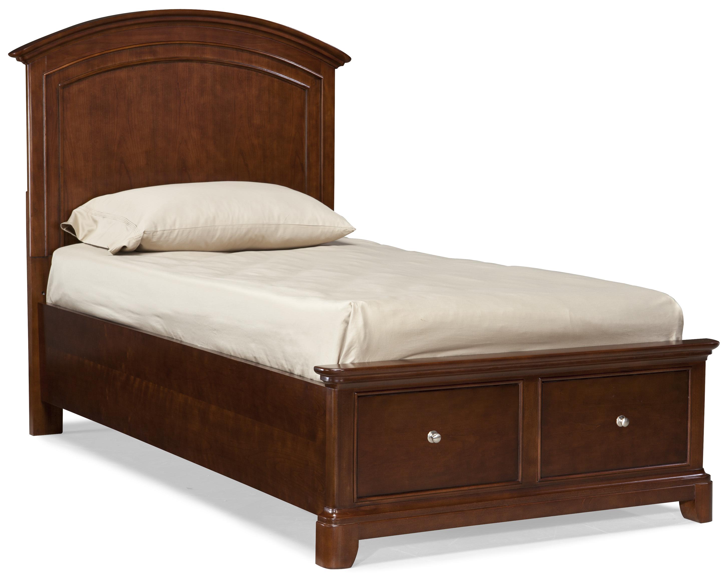 Twin Size Arched Panel Bed with Storage Footboard by